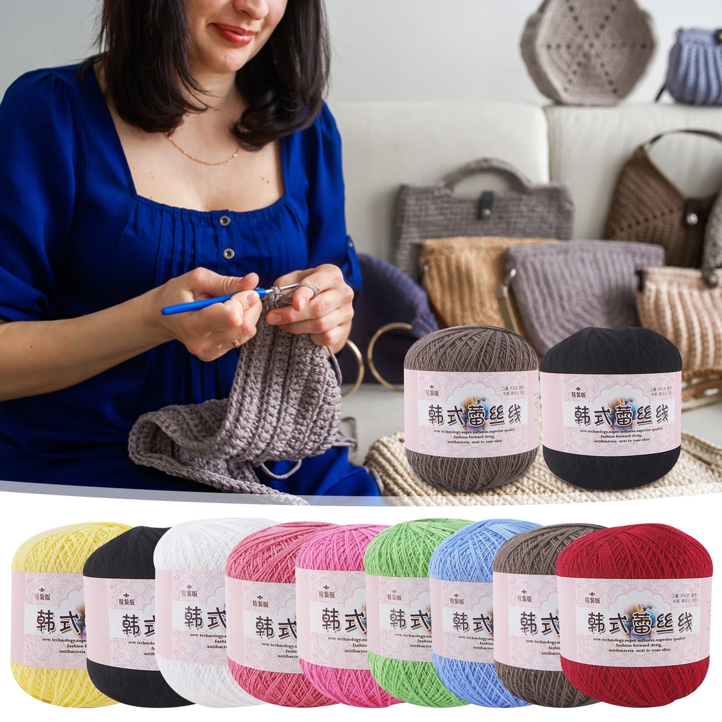 Under $1 Tyidzon Fashion Crochet Thread Cotton Knitting Yarn Thread Balls Knitting Thread Yarn for Crocheting F