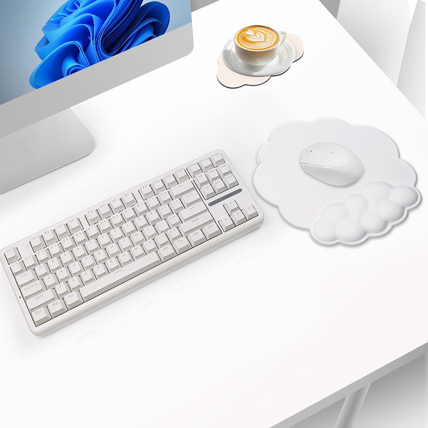 GHSOHS Ergonomic Mouse Pad with Wrist Support Cute Cloud Shape Wrist Pad Memory Cotton Keyboard Hand Rest Non Slip Wrist Pad Non-Slip Mousepad for Computer Laptop G