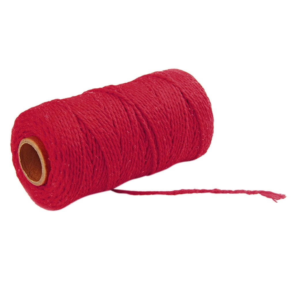 Danhjin 100m Long/100Yard Pure Cotton Twisted Cord Rope Crafts Macrame Artisan String - on Clearance Red