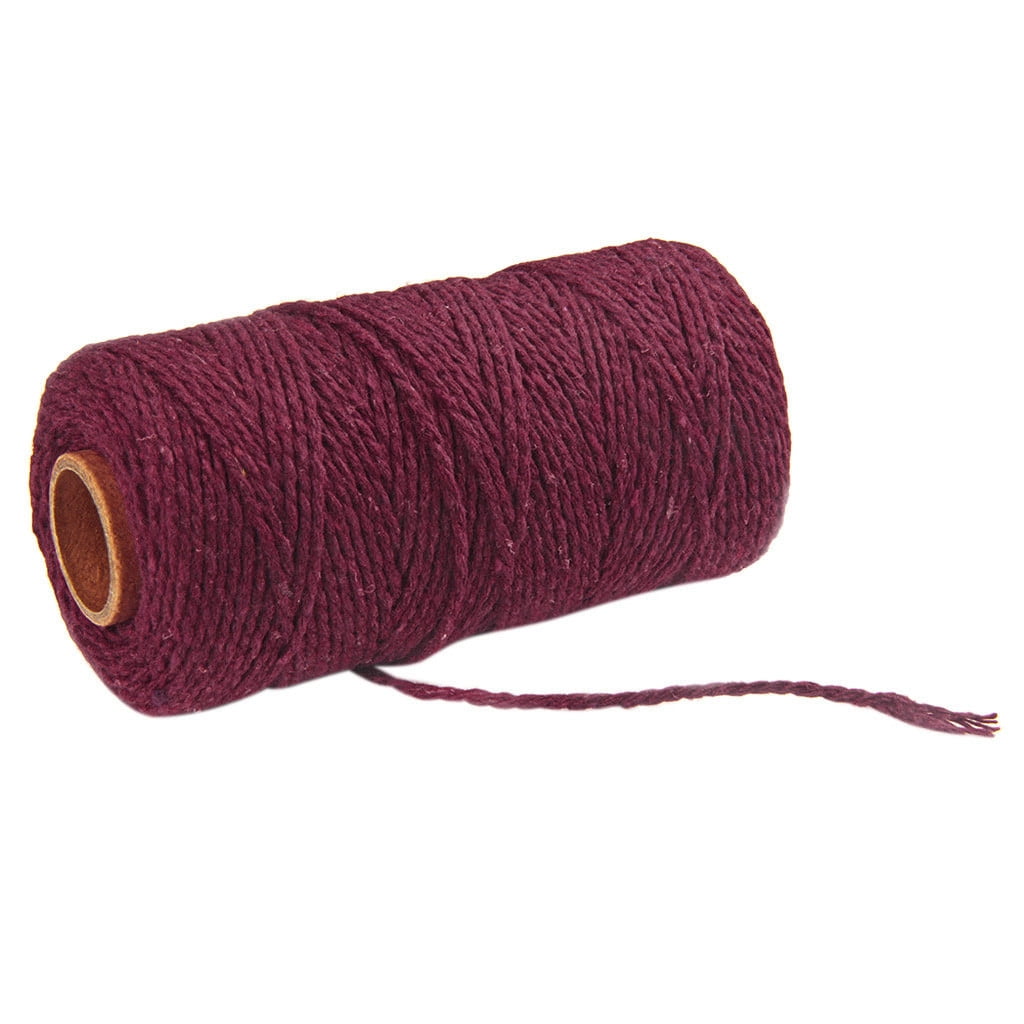Danhjin 100m Long/100Yard Pure Cotton Twisted Cord Rope Crafts Macrame Artisan String - on Clearance Wine red