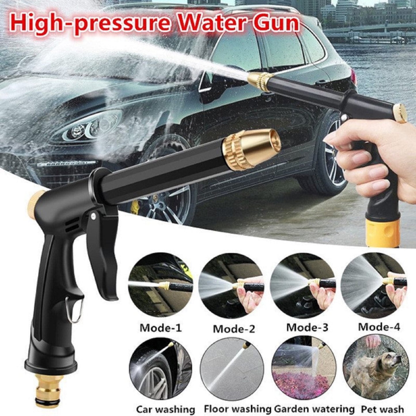 High Pressure Spray Water Gun Washing Garden Watering Hose Nozzle Sprinkler Car Cleaning Wash Tool Kits Auto Washer Black