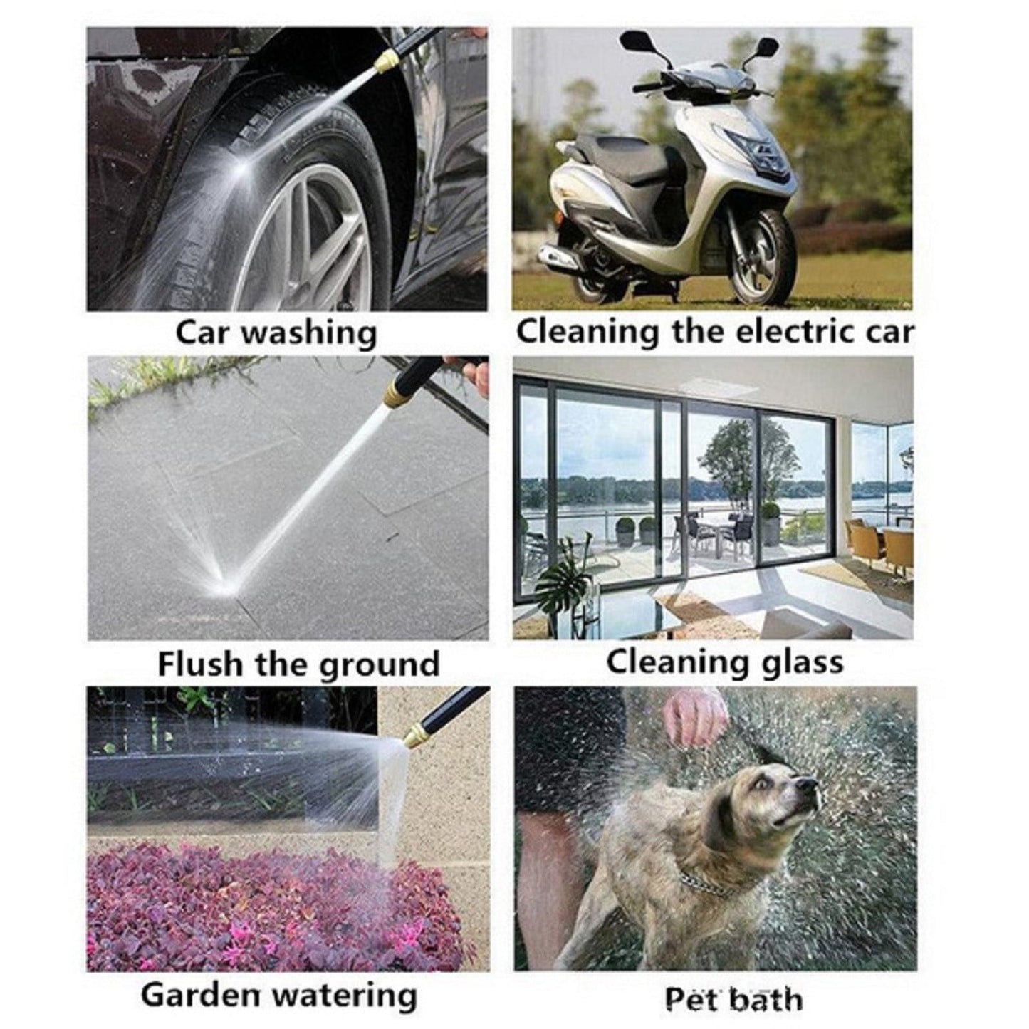 High Pressure Spray Water Gun Washing Garden Watering Hose Nozzle Sprinkler Car Cleaning Wash Tool Kits Auto Washer Black