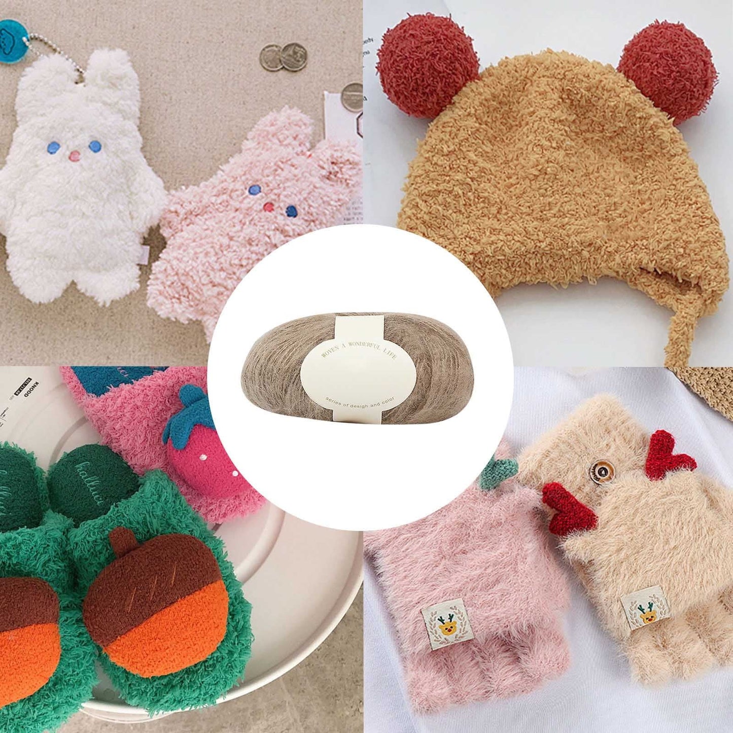 Clearance! Boovnll Mohair Yarn, Soft Yarn for Crocheting, Hand Knitting Hats, Sweater, Scarves, Crafts, Home Decorations, DIY Kids Toys, Yarn 18