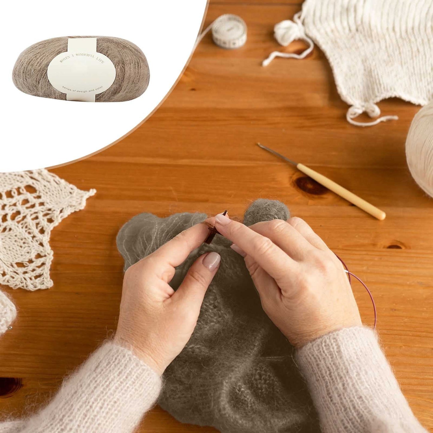 Clearance! Boovnll Mohair Yarn, Soft Yarn for Crocheting, Hand Knitting Hats, Sweater, Scarves, Crafts, Home Decorations, DIY Kids Toys, Yarn 18