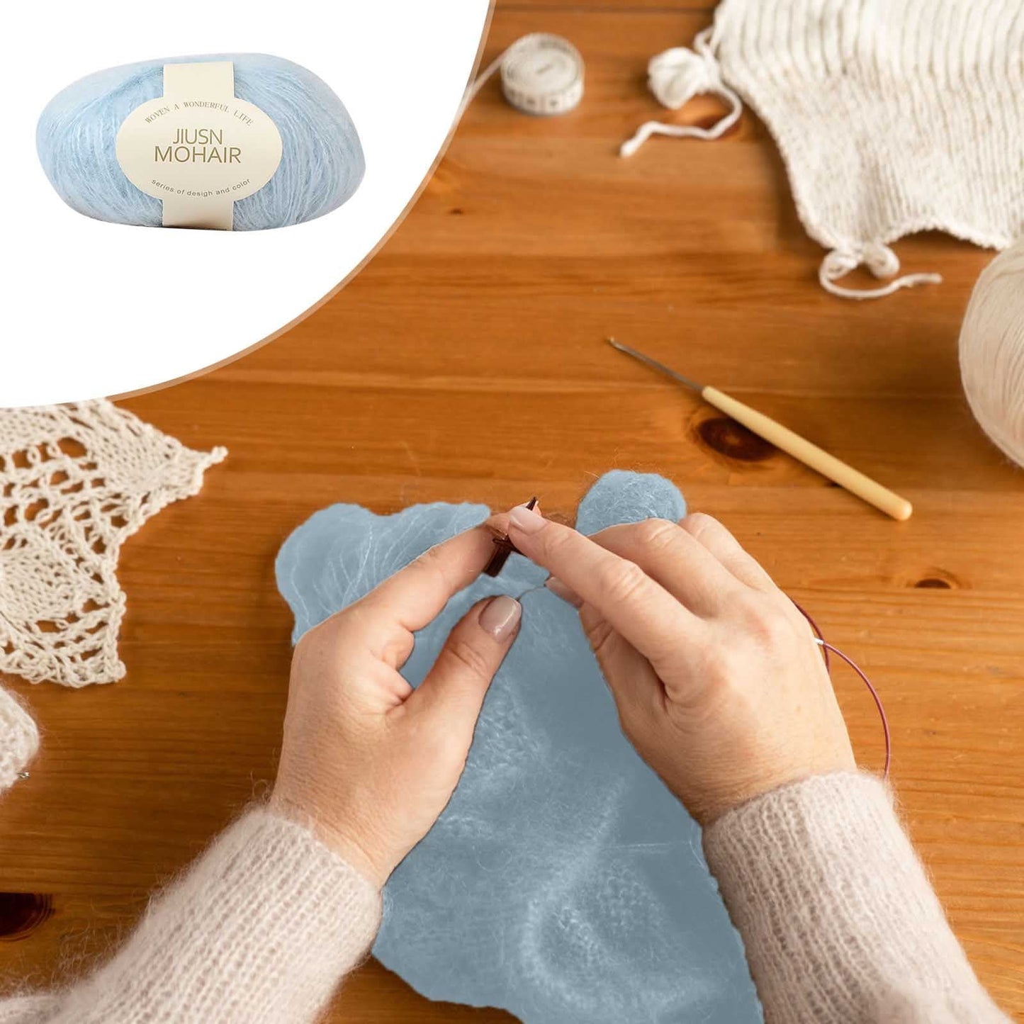 Clearance! Boovnll Mohair Yarn, Soft Yarn for Crocheting, Hand Knitting Hats, Sweater, Scarves, Crafts, Home Decorations, DIY Kids Toys, Yarn 28