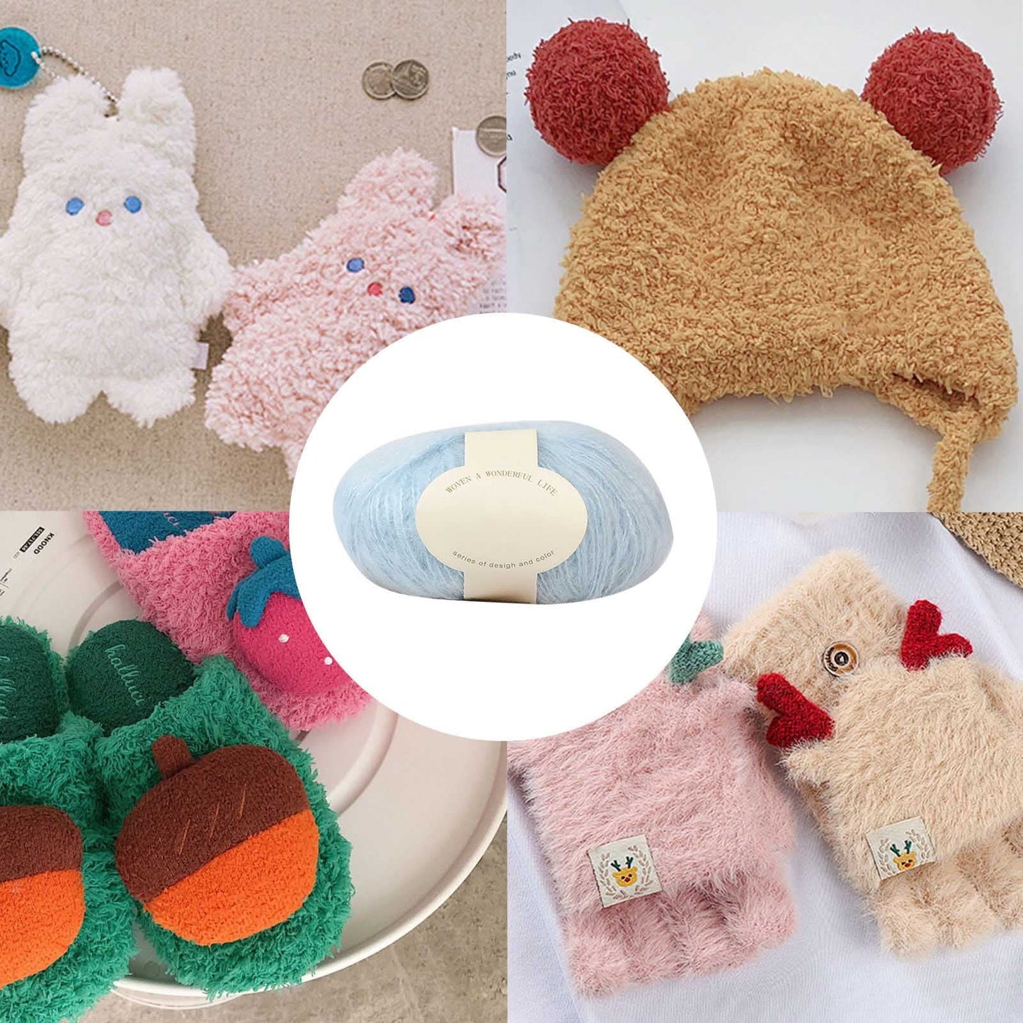 Clearance! Boovnll Mohair Yarn, Soft Yarn for Crocheting, Hand Knitting Hats, Sweater, Scarves, Crafts, Home Decorations, DIY Kids Toys, Yarn 28
