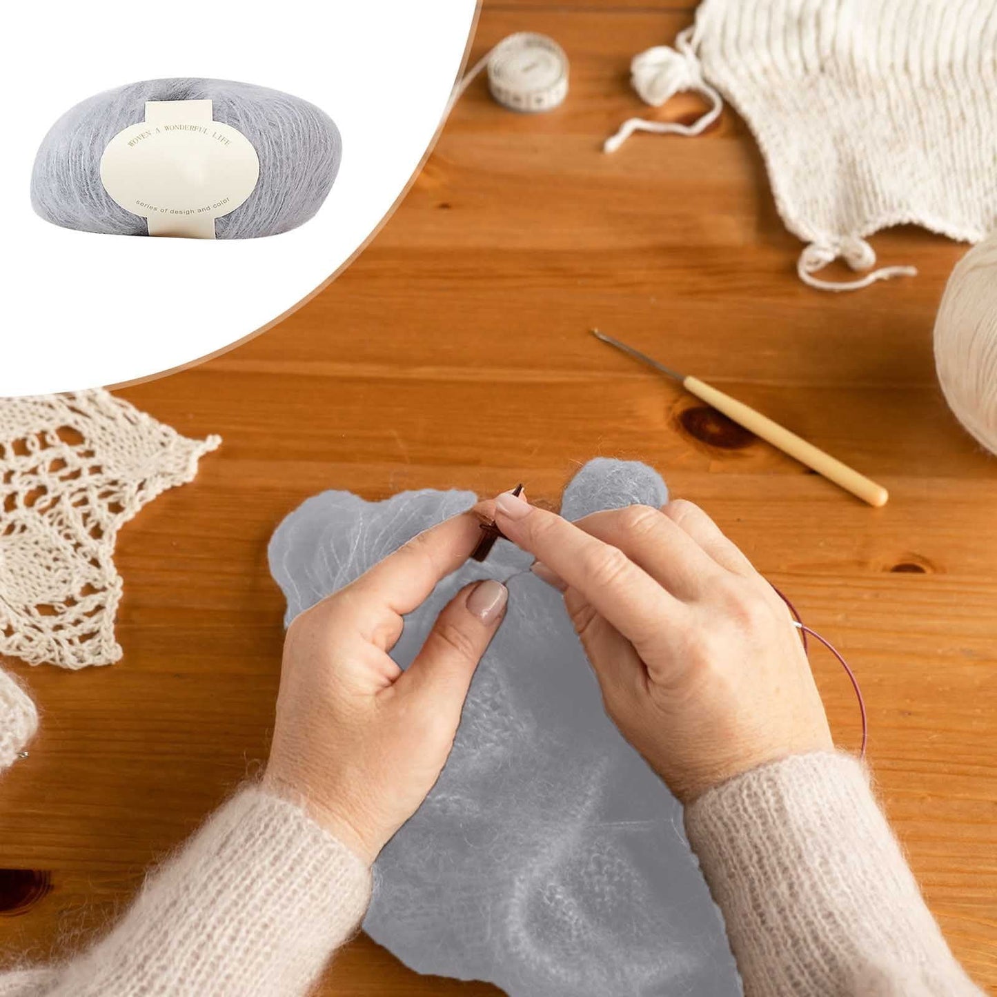 Clearance! Boovnll Mohair Yarn, Soft Yarn for Crocheting, Hand Knitting Hats, Sweater, Scarves, Crafts, Home Decorations, DIY Kids Toys, Yarn Clearance