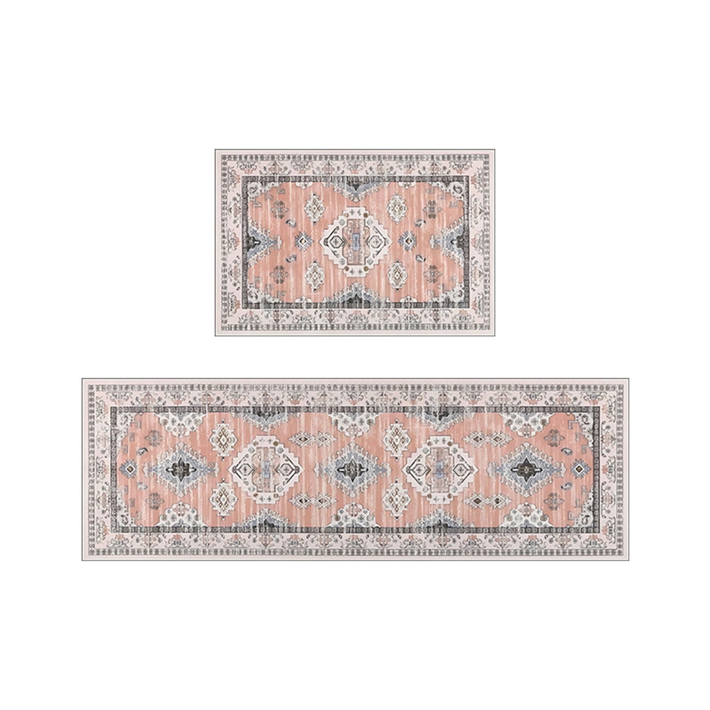 Tyidzon Kitchen Mats for Floor Set of 2 Pcs, Cushioned Non Slip Kitchen Rugs for Kitchen Floor, Absorbent Runner Comfort Standing Mats Washable for Kitchen, Office, Home (15"x47"+15"x23") Orange,Blue#1