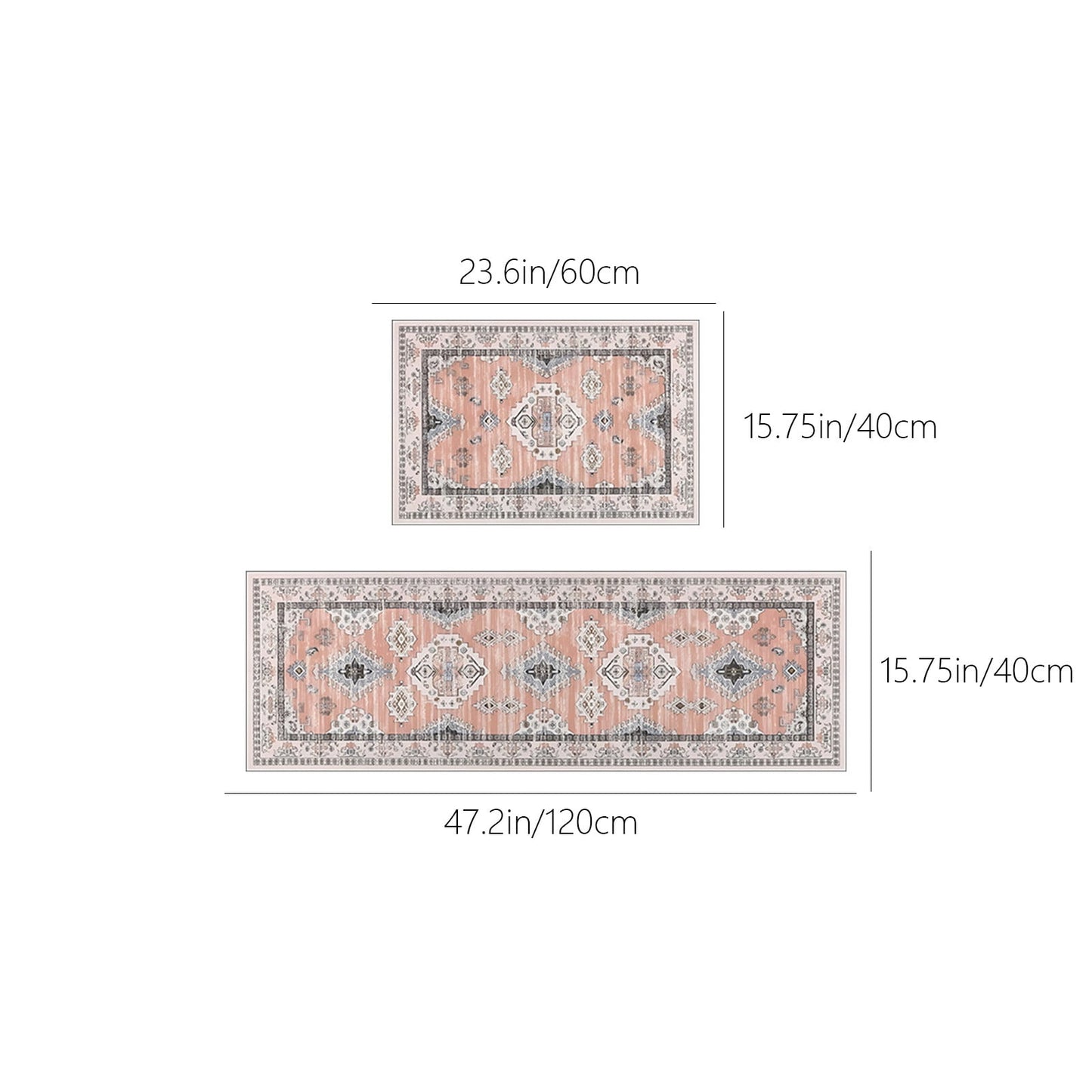 Tyidzon Kitchen Mats for Floor Set of 2 Pcs, Cushioned Non Slip Kitchen Rugs for Kitchen Floor, Absorbent Runner Comfort Standing Mats Washable for Kitchen, Office, Home (15"x47"+15"x23") Orange,Blue#1