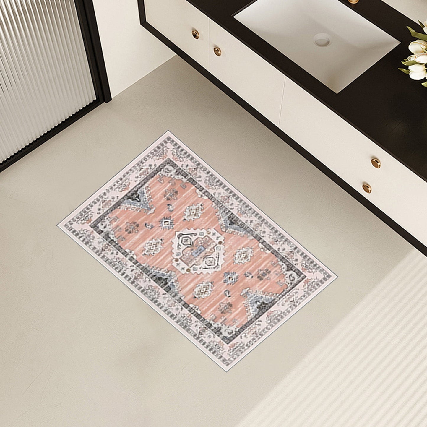 Tyidzon Kitchen Mats for Floor Set of 2 Pcs, Cushioned Non Slip Kitchen Rugs for Kitchen Floor, Absorbent Runner Comfort Standing Mats Washable for Kitchen, Office, Home (15"x47"+15"x23") Orange,Blue#1