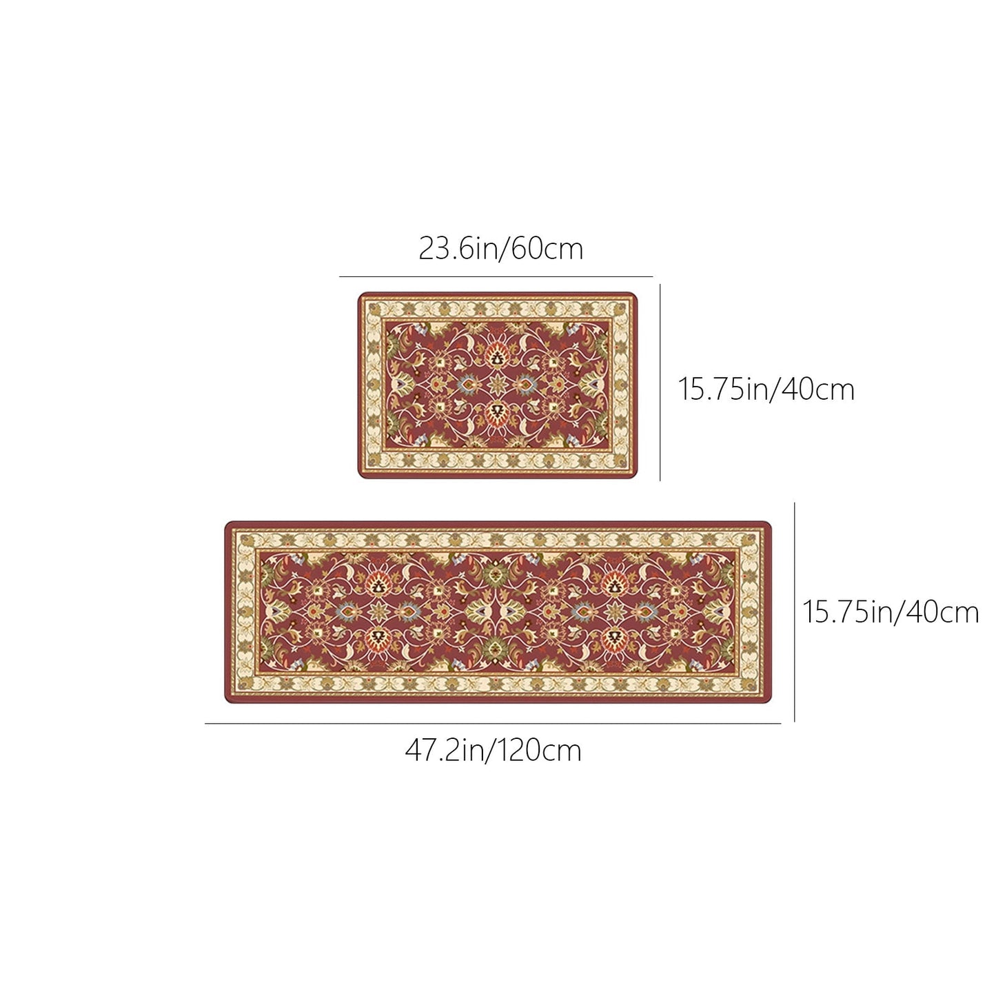 Tyidzon Kitchen Mats for Floor Set of 2 Pcs, Cushioned Non Slip Kitchen Rugs for Kitchen Floor, Absorbent Runner Comfort Standing Mats Washable for Kitchen, Office, Home (15"x47"+15"x23") Orange,Blue#2