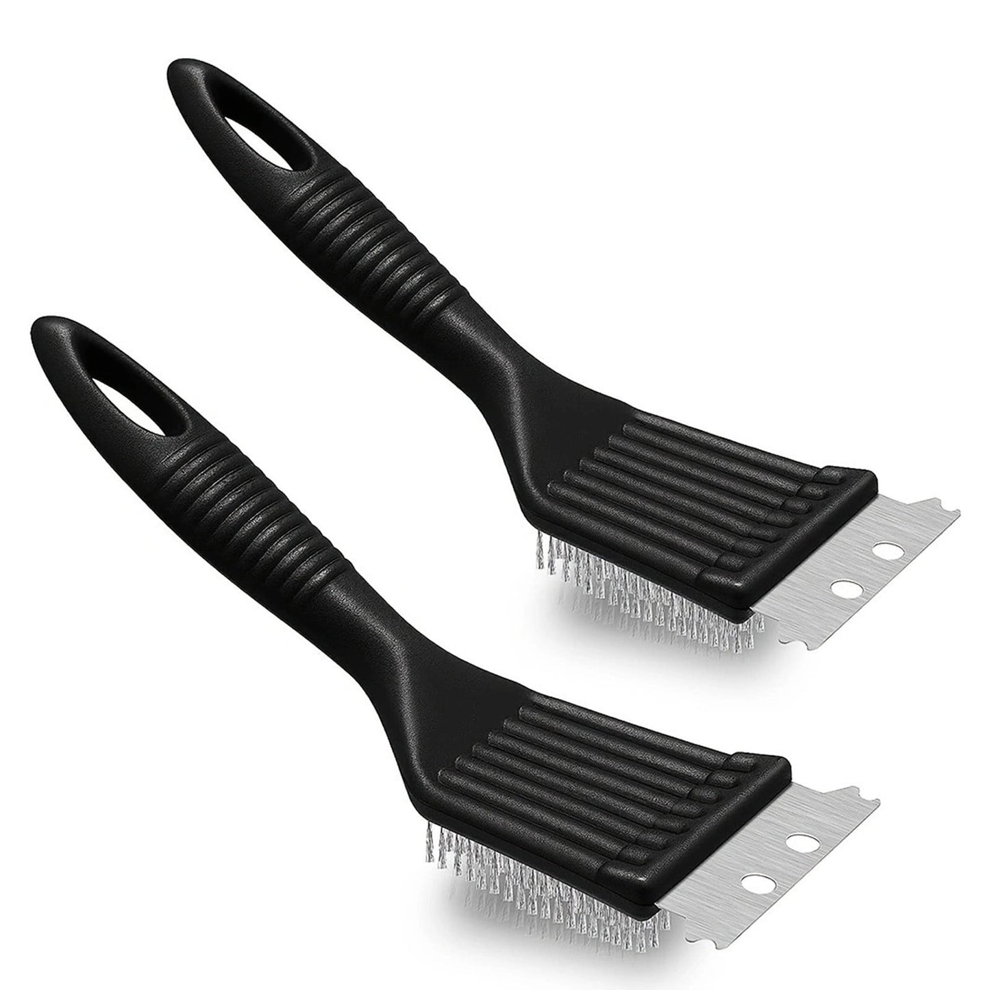 Tyidzon 2Pc Grill Brush and Scraper, 2-In-1 Stainless Steel Scraper, Grill Brush Extra Strong BBQ Cleaner Accessories Heavy Duty Barbecue Grill Cleaning Brush Cleaner 8 Inch Black