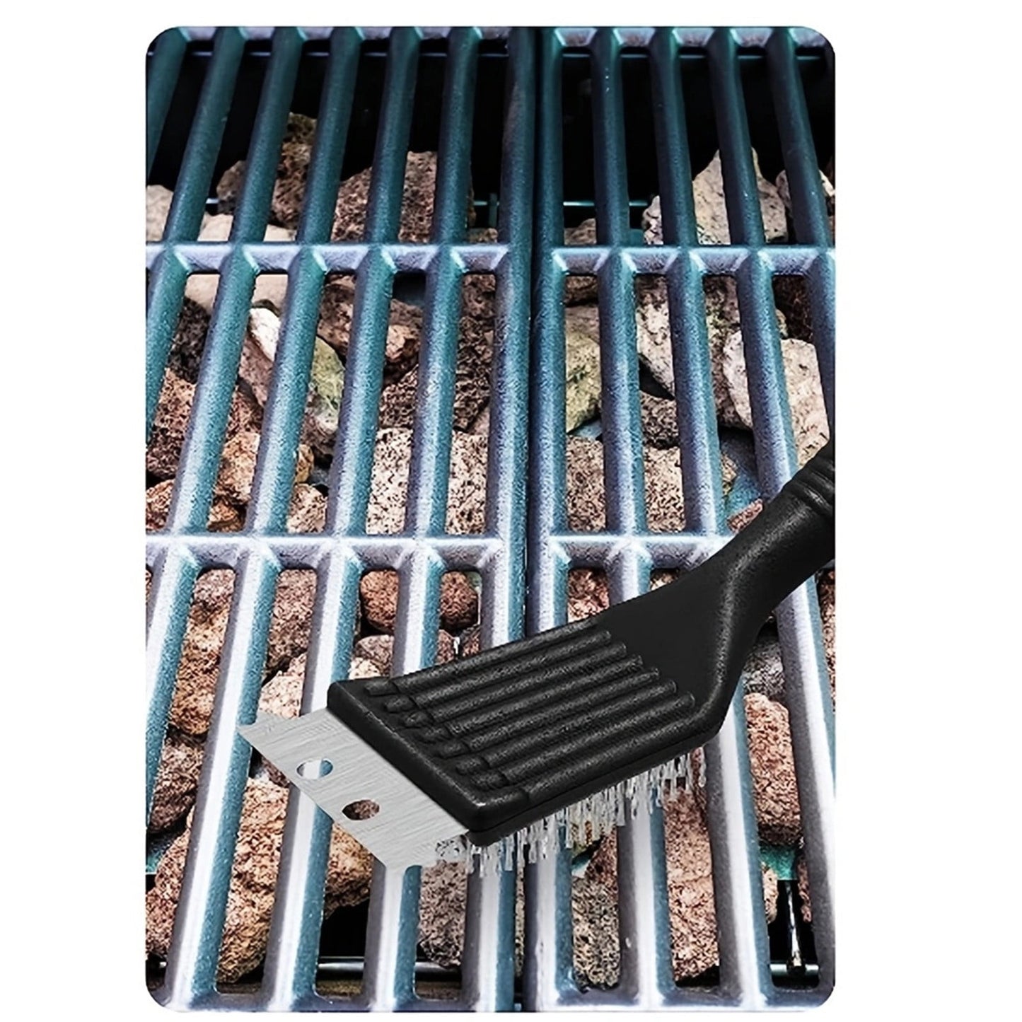Tyidzon 2Pc Grill Brush and Scraper, 2-In-1 Stainless Steel Scraper, Grill Brush Extra Strong BBQ Cleaner Accessories Heavy Duty Barbecue Grill Cleaning Brush Cleaner 8 Inch Black