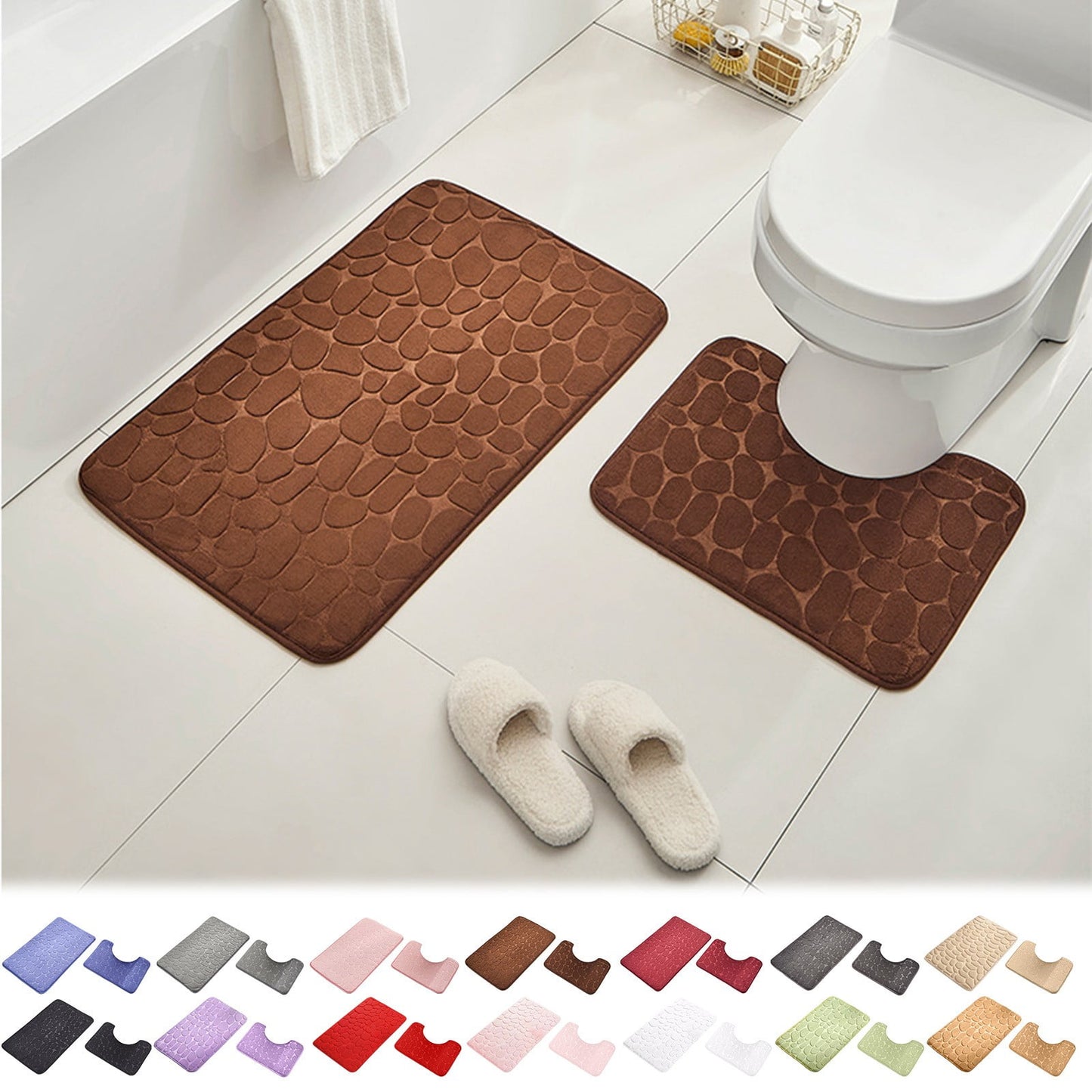 Clearance Under $5 Boovnll Bathroom Rugs Set 2 Piece, Super Absorbent & Soft Non-Slip Velvet Toilet Rug & Bath Mat, Quickly Dry Thicken Bath Mats for Bathroom, Kitchen, Door Mat, Bathroom Mat D