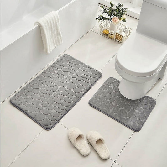 Clearance Under $5 Boovnll Bathroom Rugs Set 2 Piece, Super Absorbent & Soft Non-Slip Velvet Toilet Rug & Bath Mat, Quickly Dry Thicken Bath Mats for Bathroom, Kitchen, Door Mat, Bathroom Mat E