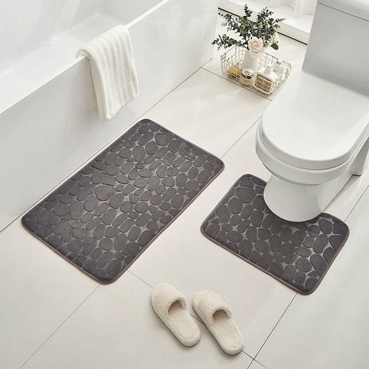Clearance Under $5 Boovnll Bathroom Rugs Set 2 Piece, Super Absorbent & Soft Non-Slip Velvet Toilet Rug & Bath Mat, Quickly Dry Thicken Bath Mats for Bathroom, Kitchen, Door Mat, Bathroom Mat F