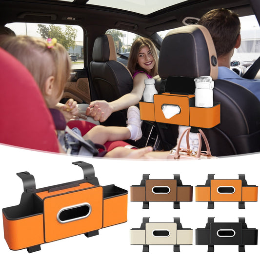 Tyidzon Backseat Cup Holder for Car Extra Multifunctional Drink Cup Holder Organizers with Tissue Storage Box for Car Travel Accessories Beige