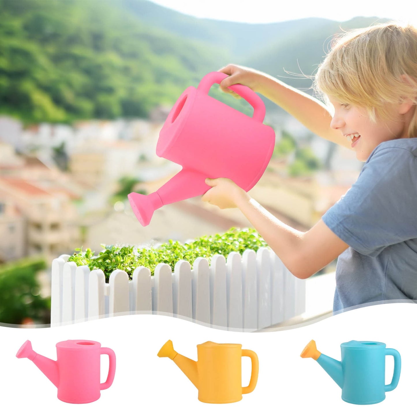 Dmlowu Watering Can 700ml Plastic Kids Watering Can Light-Weight Watering Can Indoor Plants for Artificial Plants Outdoor Garden Flowers Live Plants, Sturdy Gardening Watering Can for Kids Yellow