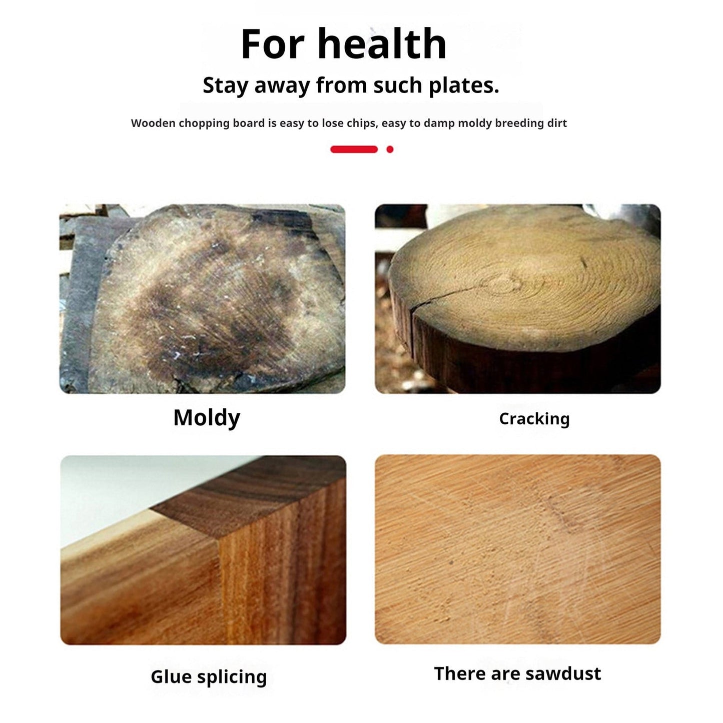 PALIFEUR Cutting Board Non Toxic Steel Cutting Boards for Kitchen, Different Sizes & Non Slip Handles, Servicealbe Non Stick Chopping Board D