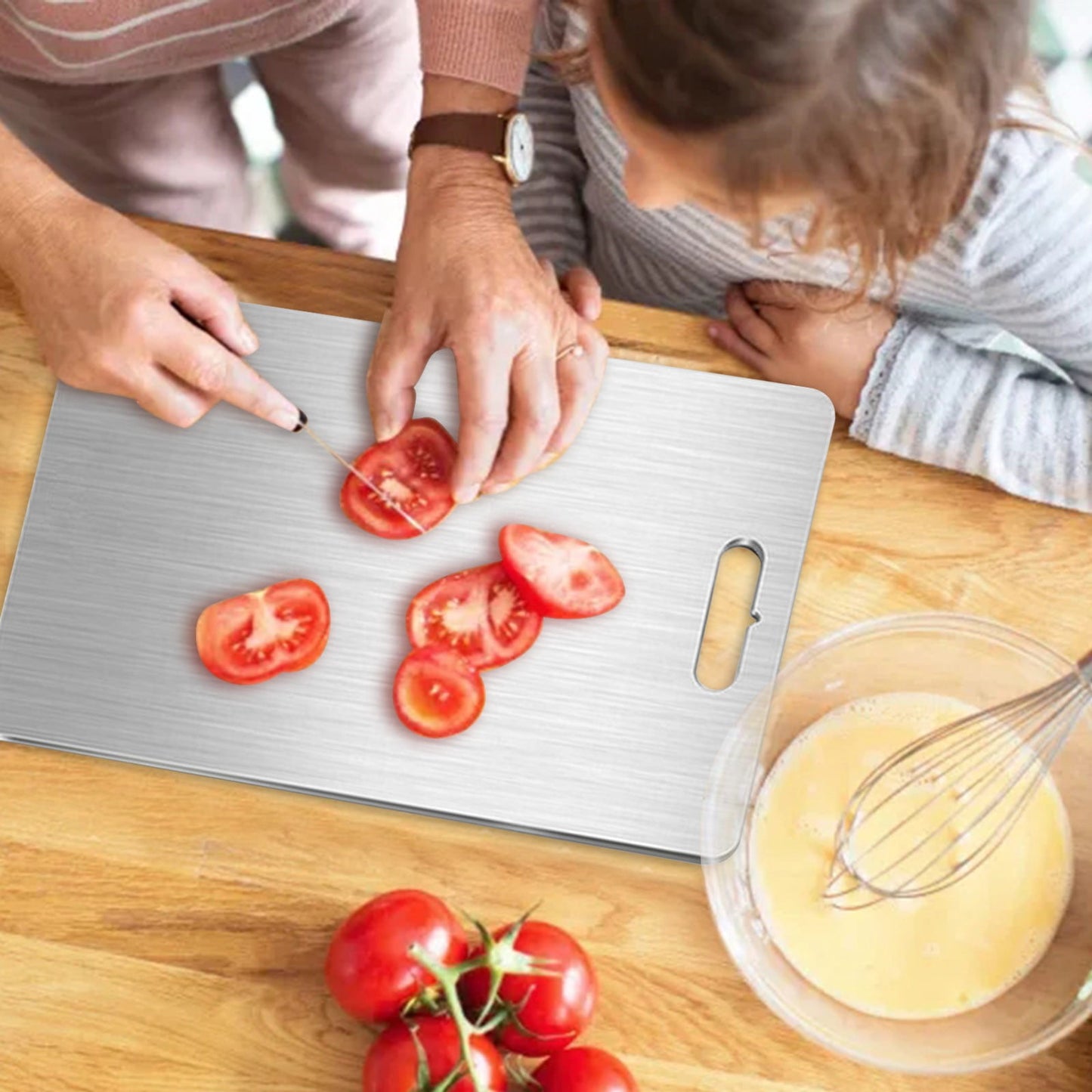 PALIFEUR Cutting Board Non Toxic Steel Cutting Boards for Kitchen, Different Sizes & Non Slip Handles, Servicealbe Non Stick Chopping Board D