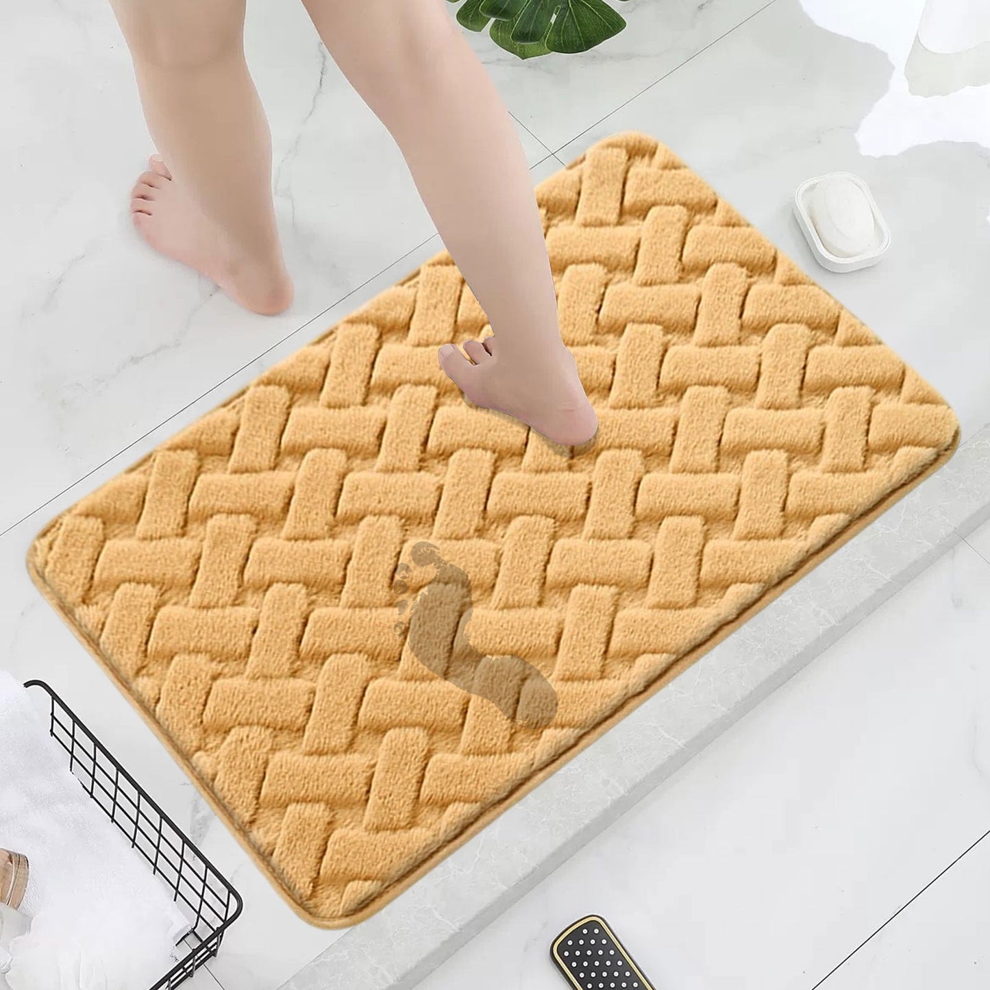 PALIFEUR Bathroom Rugs, Extra Soft Absorbent Bath Rugs, 15.7"x23.6" Quicker Dry Washable Bath Mat for Bathroom, Tub and Shower, Non-Slip Bathroom Rug Yellow