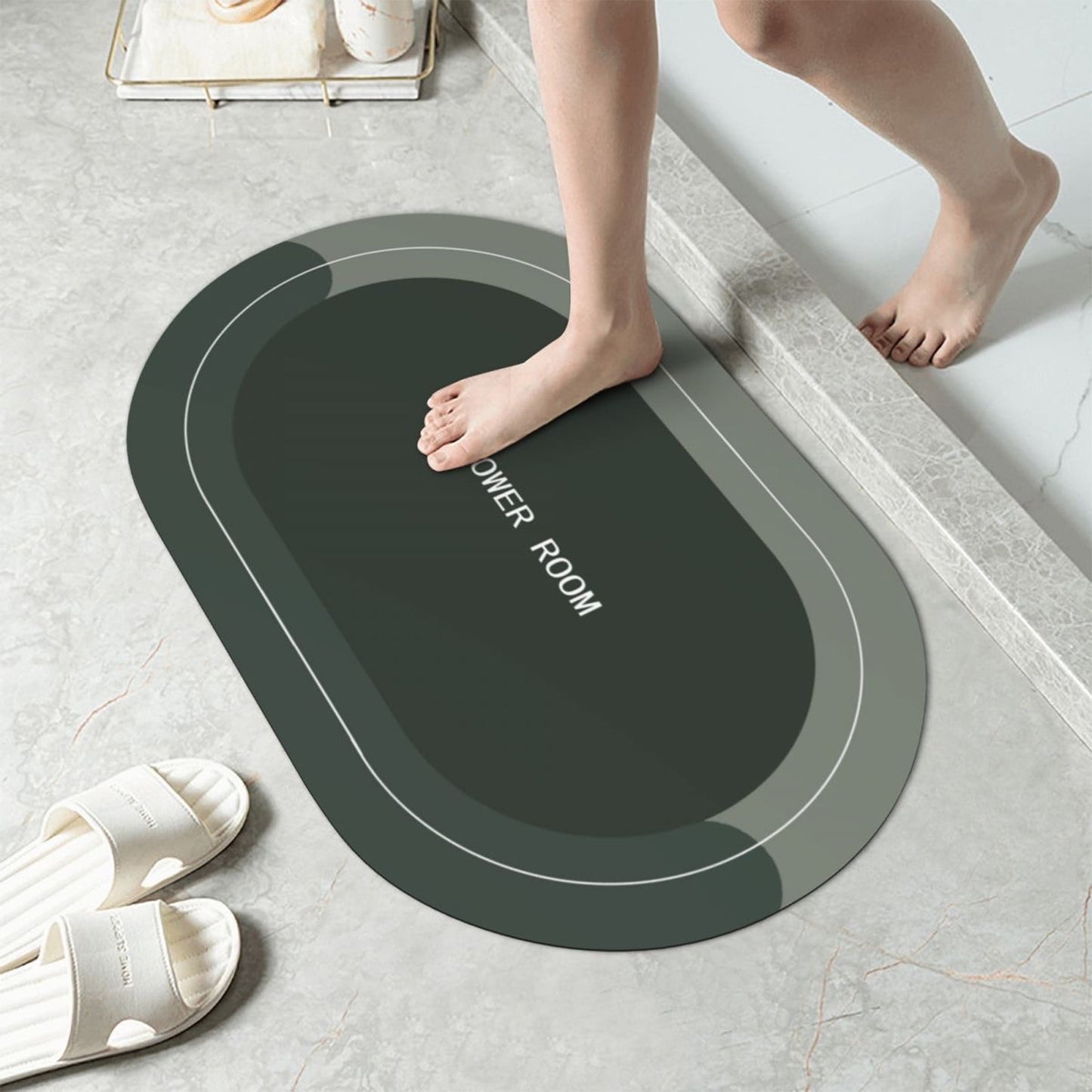 PALIFEUR Oval Bathroom Rugs, Extra Soft Absorbent Bath Mat, 15.7"x23.6" Quicker Dry Washable Bath Mats for Bathroom, Tub and Shower, Non-Slip Bathroom Rug Black
