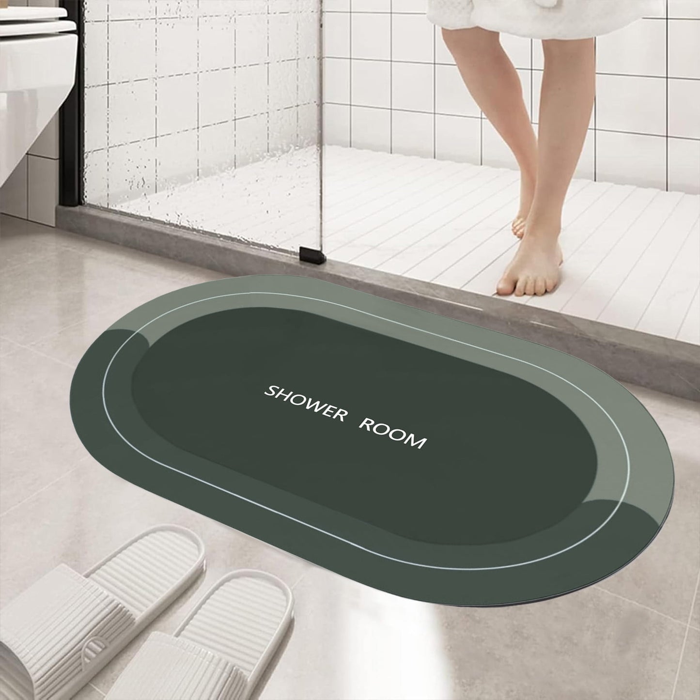 PALIFEUR Oval Bathroom Rugs, Extra Soft Absorbent Bath Mat, 15.7"x23.6" Quicker Dry Washable Bath Mats for Bathroom, Tub and Shower, Non-Slip Bathroom Rug Black