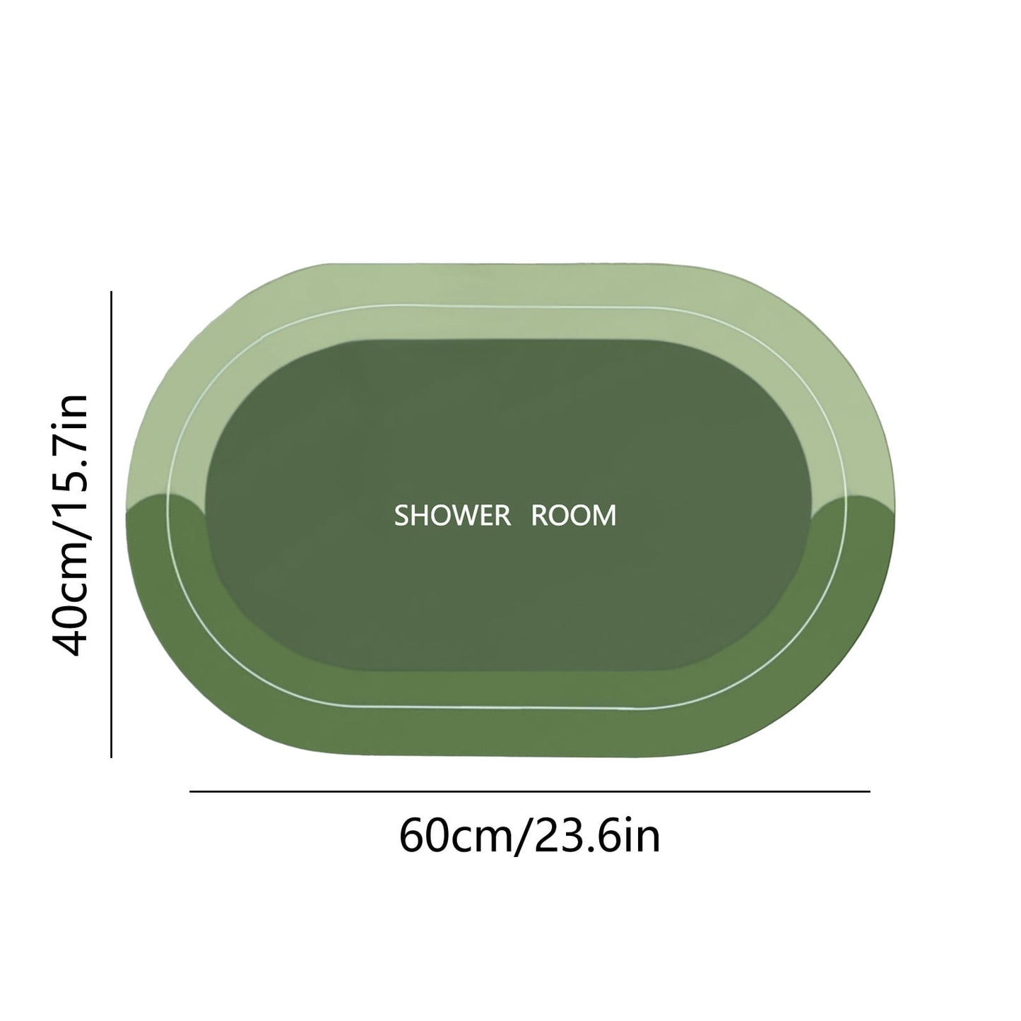 PALIFEUR Oval Bathroom Rugs, Extra Soft Absorbent Bath Mat, 15.7"x23.6" Quicker Dry Washable Bath Mats for Bathroom, Tub and Shower, Non-Slip Bathroom Rug Green