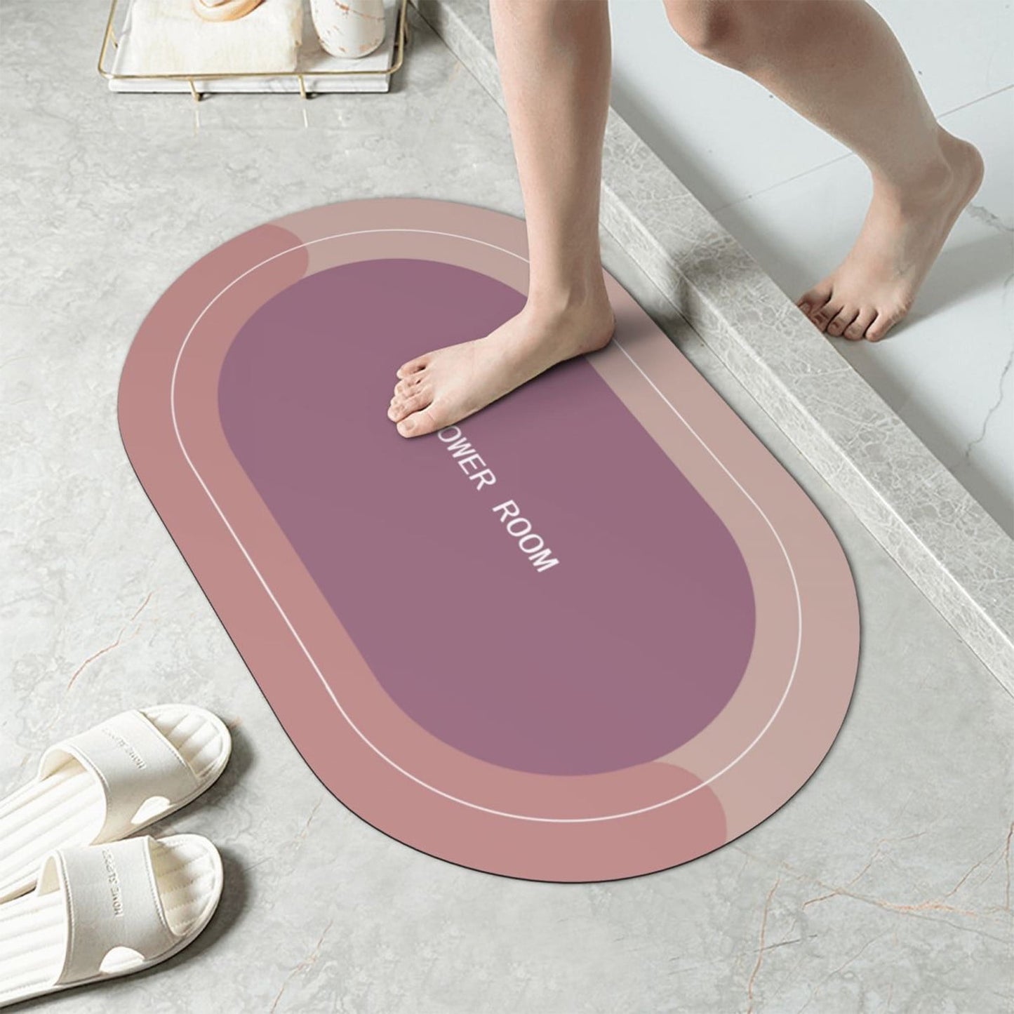 PALIFEUR Oval Bathroom Rugs, Extra Soft Absorbent Bath Mat, 15.7"x23.6" Quicker Dry Washable Bath Mats for Bathroom, Tub and Shower, Non-Slip Bathroom Rug Pink