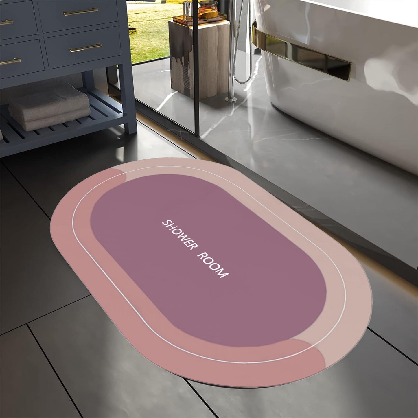 PALIFEUR Oval Bathroom Rugs, Extra Soft Absorbent Bath Mat, 15.7"x23.6" Quicker Dry Washable Bath Mats for Bathroom, Tub and Shower, Non-Slip Bathroom Rug Pink
