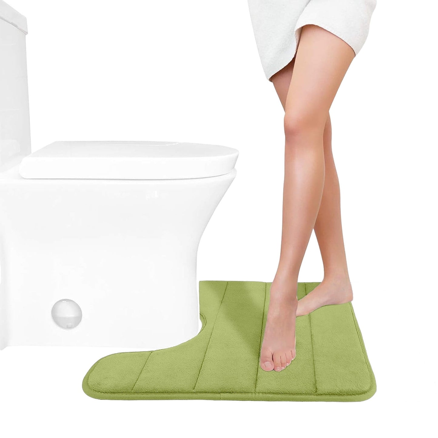 PALIFEUR Memory Foam Toilet Rug, Non-Slip Bathroom Rugs, Toilet Rugs U Shaped Washable, Commode Contour Rug, Soft Comfortable Super Water Absorption #1_Green
