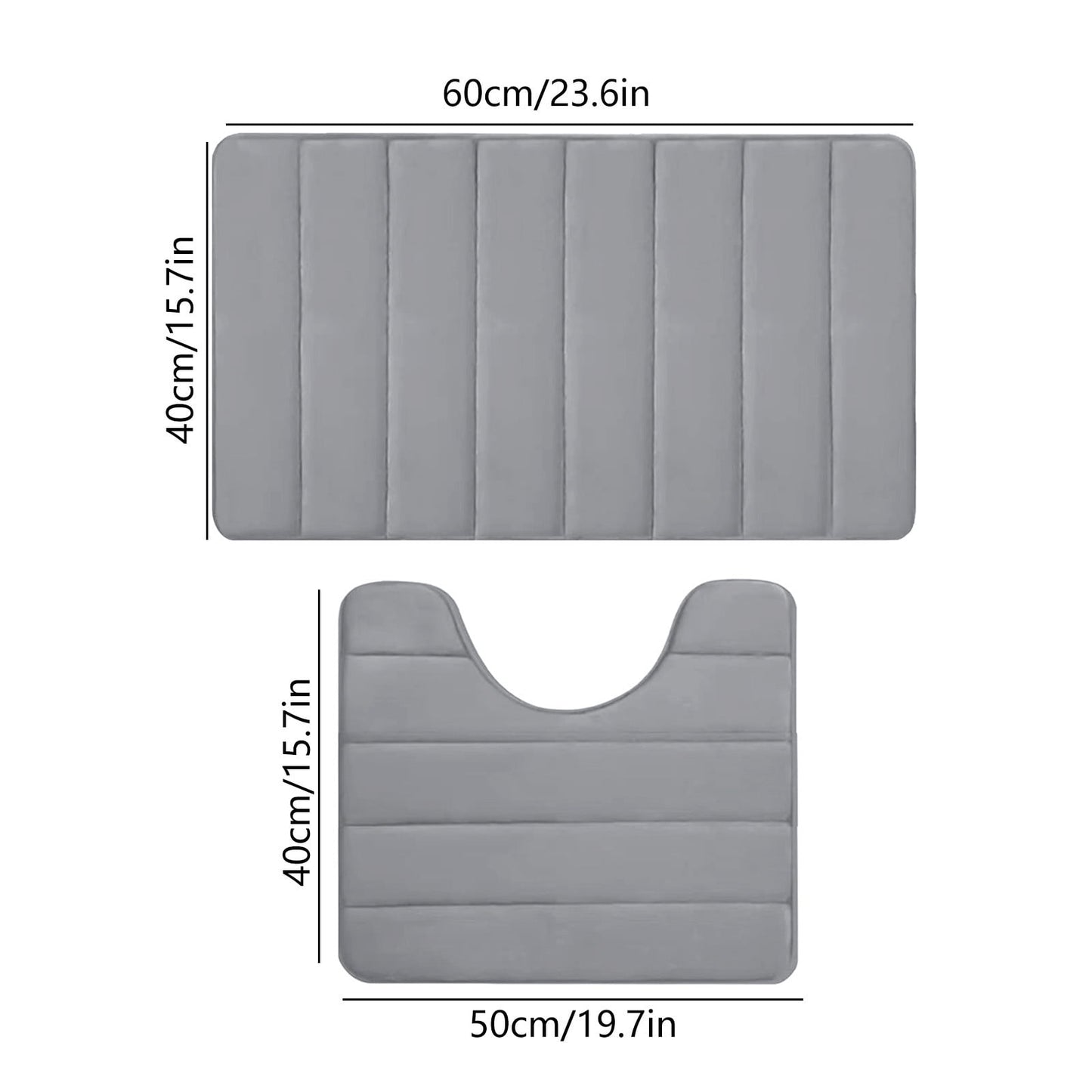 PALIFEUR Memory Foam Toilet Rug, Non-Slip Bathroom Rugs, Toilet Rugs U Shaped Washable, Commode Contour Rug, Soft Comfortable Super Water Absorption #2_Gray