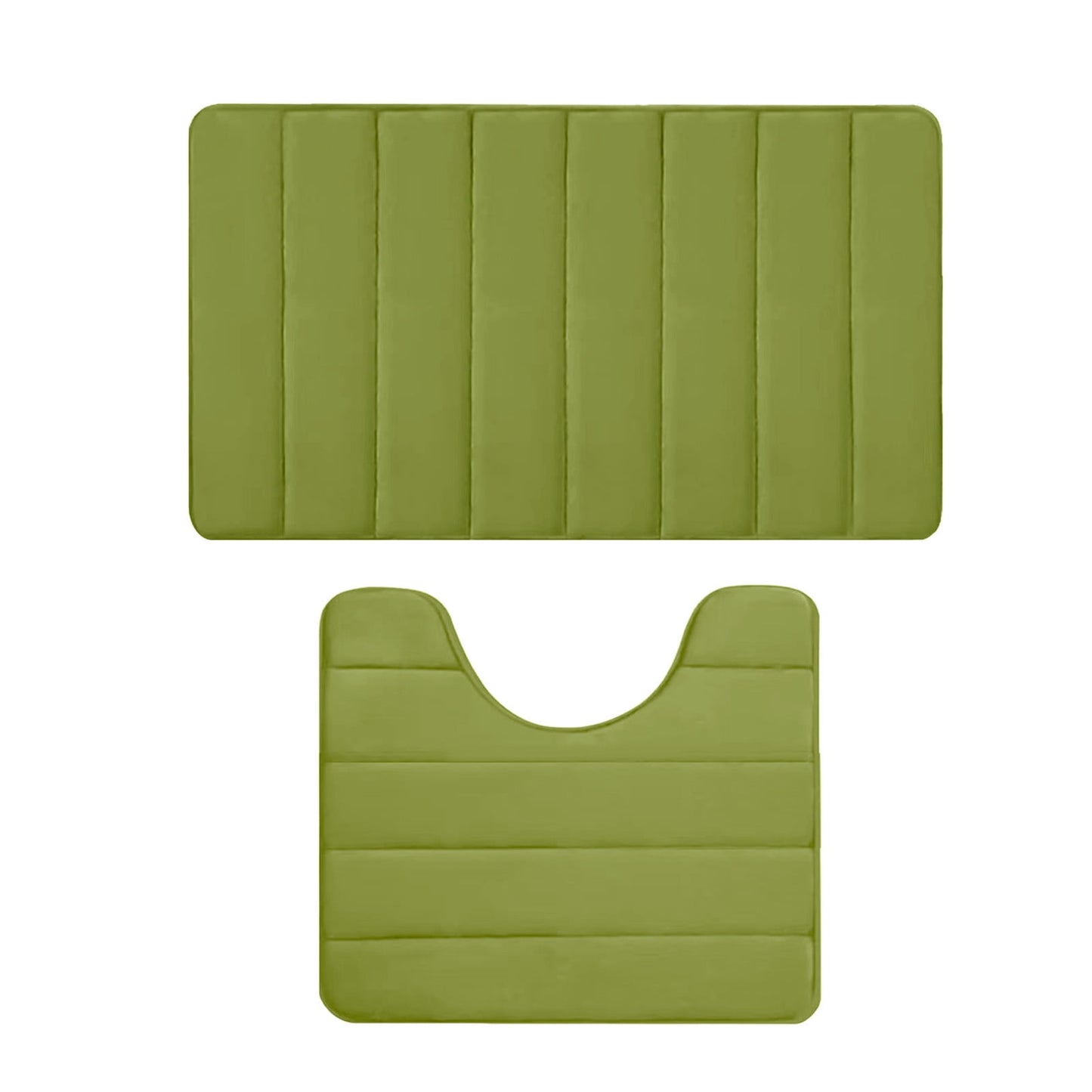PALIFEUR Memory Foam Toilet Rug, Non-Slip Bathroom Rugs, Toilet Rugs U Shaped Washable, Commode Contour Rug, Soft Comfortable Super Water Absorption #2_Green