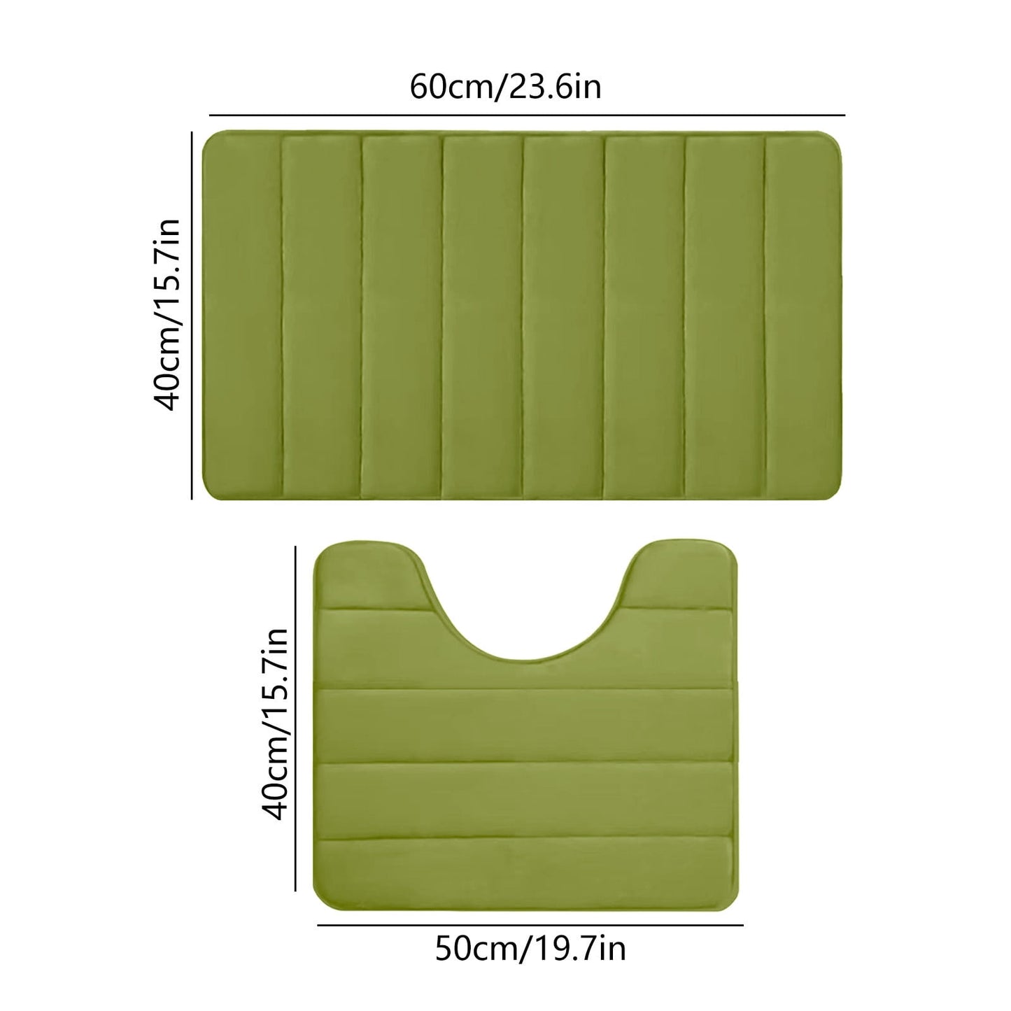 PALIFEUR Memory Foam Toilet Rug, Non-Slip Bathroom Rugs, Toilet Rugs U Shaped Washable, Commode Contour Rug, Soft Comfortable Super Water Absorption #2_Green