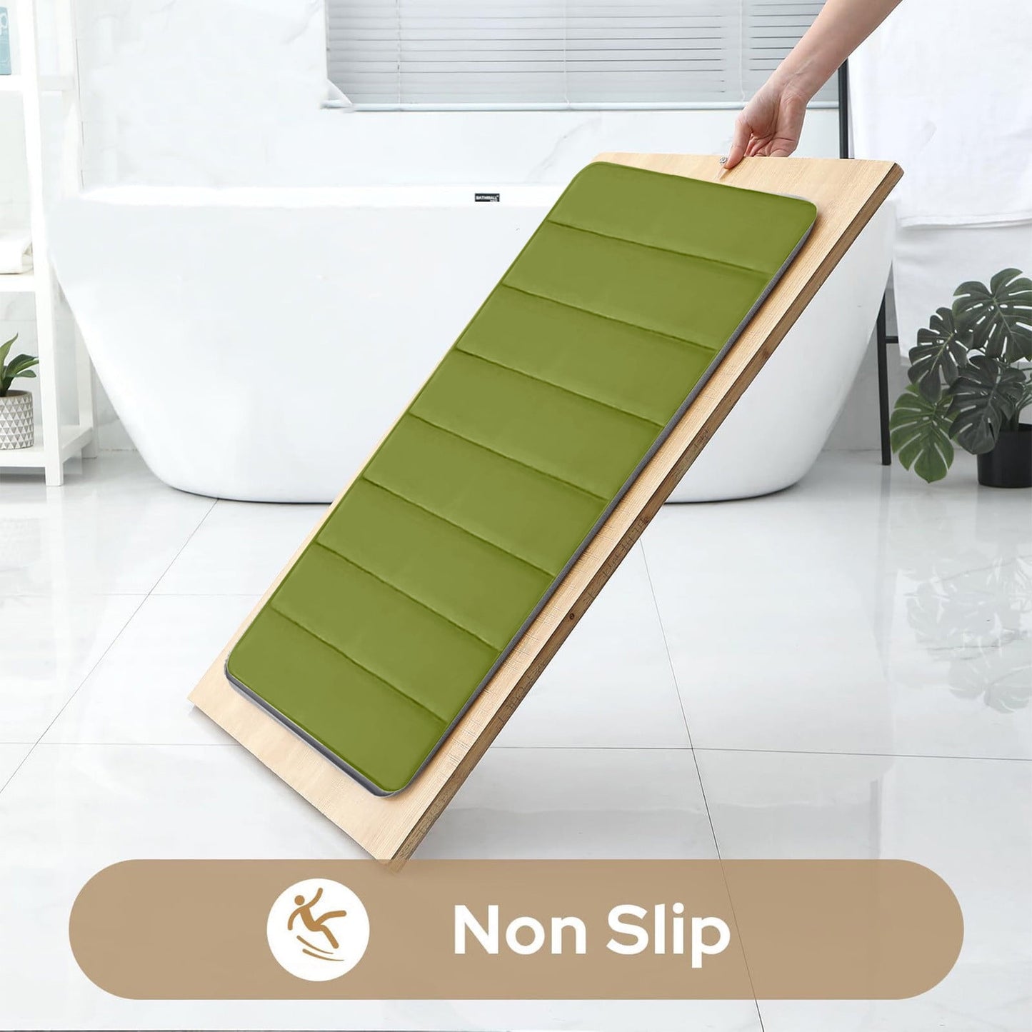 PALIFEUR Memory Foam Toilet Rug, Non-Slip Bathroom Rugs, Toilet Rugs U Shaped Washable, Commode Contour Rug, Soft Comfortable Super Water Absorption #2_Green