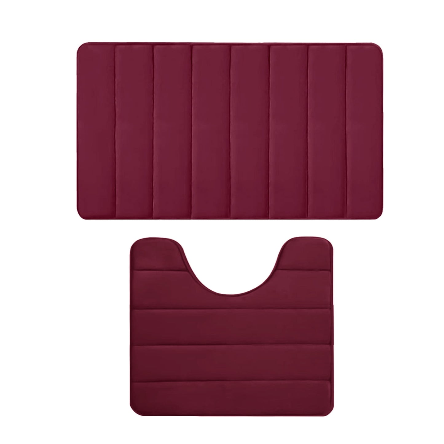 PALIFEUR Memory Foam Toilet Rug, Non-Slip Bathroom Rugs, Toilet Rugs U Shaped Washable, Commode Contour Rug, Soft Comfortable Super Water Absorption #2_Red