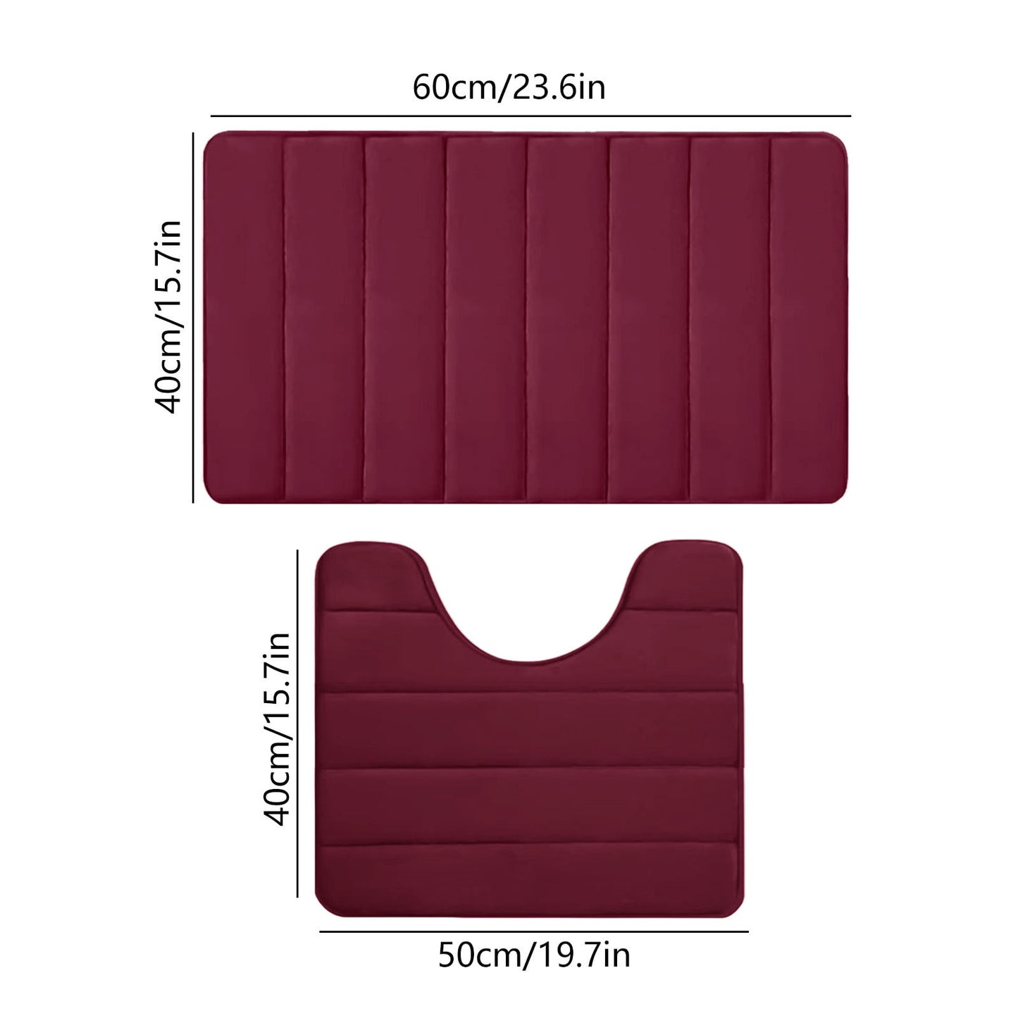 PALIFEUR Memory Foam Toilet Rug, Non-Slip Bathroom Rugs, Toilet Rugs U Shaped Washable, Commode Contour Rug, Soft Comfortable Super Water Absorption #2_Red