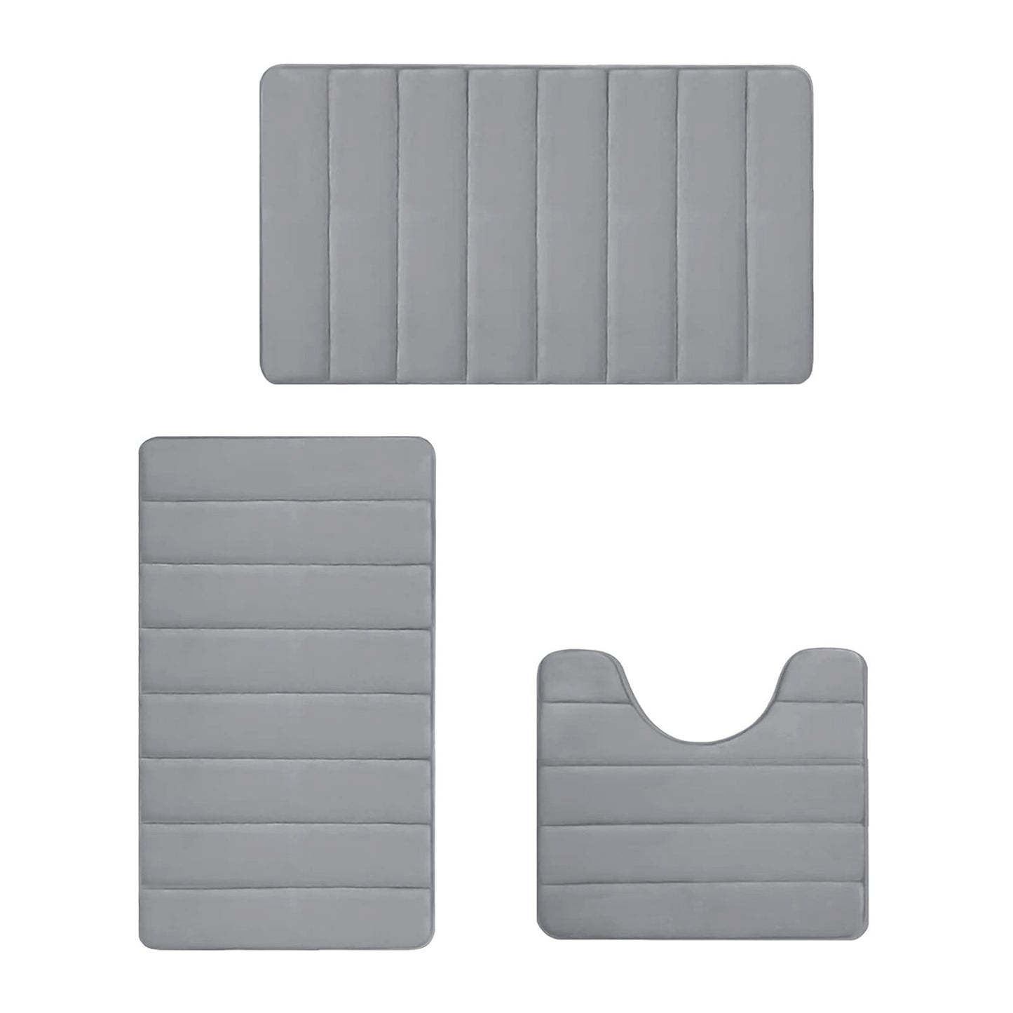 PALIFEUR Memory Foam Toilet Rug, Non-Slip Bathroom Rugs, Toilet Rugs U Shaped Washable, Commode Contour Rug, Soft Comfortable Super Water Absorption #3_Gray