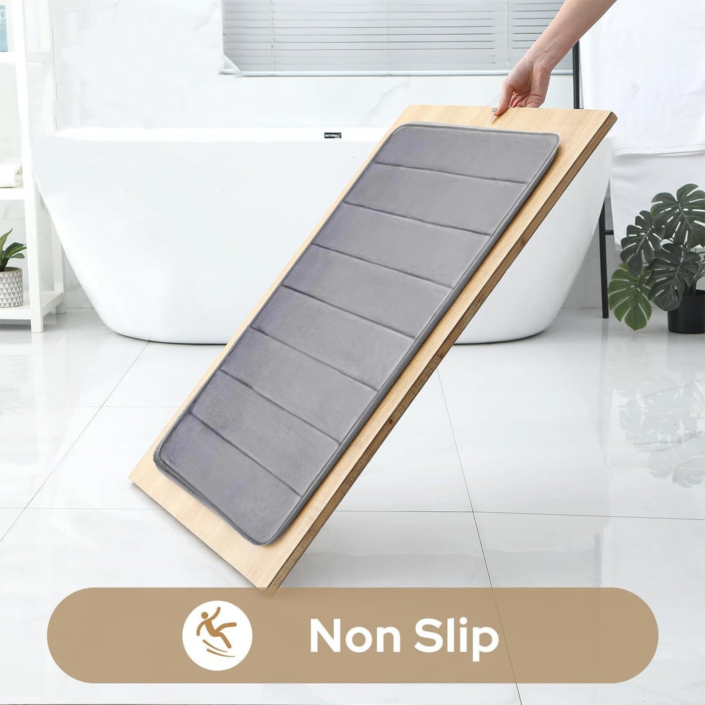 PALIFEUR Memory Foam Toilet Rug, Non-Slip Bathroom Rugs, Toilet Rugs U Shaped Washable, Commode Contour Rug, Soft Comfortable Super Water Absorption #3_Gray