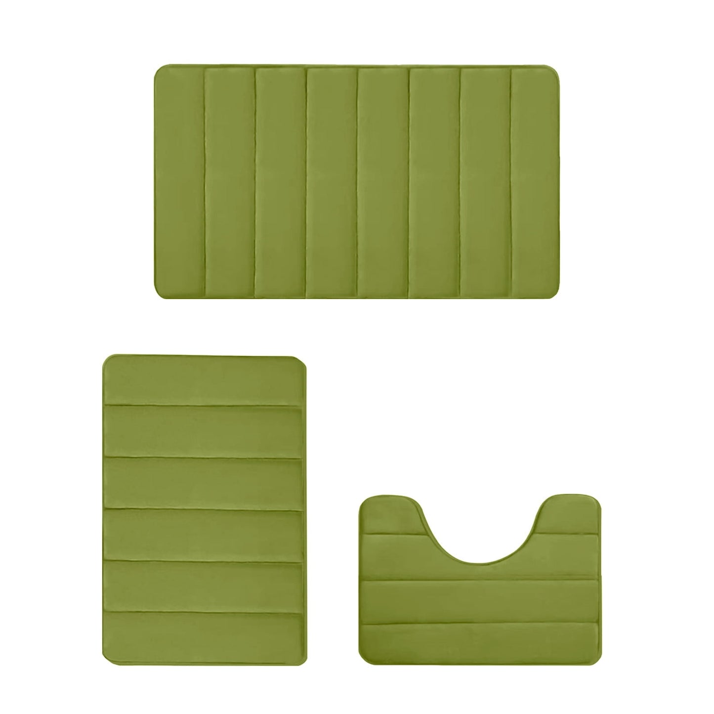 PALIFEUR Memory Foam Toilet Rug, Non-Slip Bathroom Rugs, Toilet Rugs U Shaped Washable, Commode Contour Rug, Soft Comfortable Super Water Absorption #3_Green