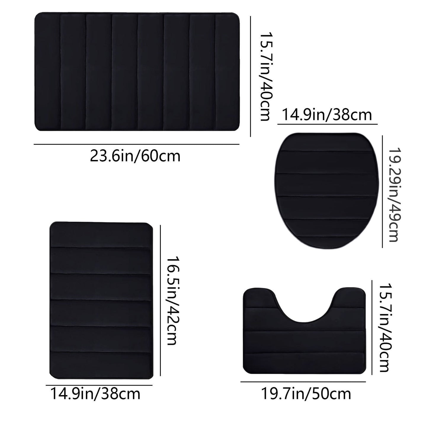 PALIFEUR Memory Foam Toilet Rug, Non-Slip Bathroom Rugs, Toilet Rugs U Shaped Washable, Commode Contour Rug, Soft Comfortable Super Water Absorption #4_Black