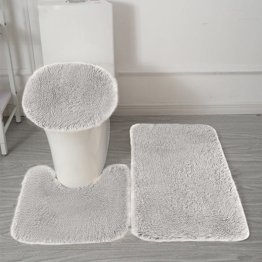 PALIFEUR Bathroom Rugs Sets, Non-Slip Bath Mat Set 3 Piece, Soft Comfortable Washable Bathroom Mat Set, Quicker Dry Bathroom Rug with Toilet Rug Gray
