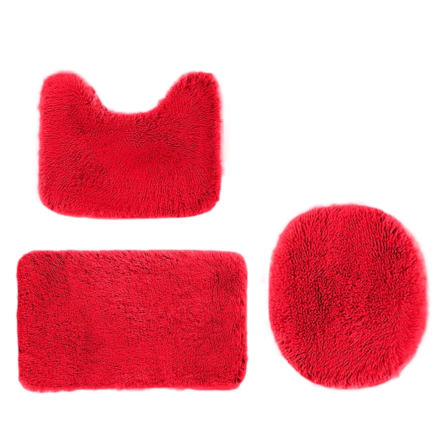 PALIFEUR Bathroom Rugs Sets, Non-Slip Bath Mat Set 3 Piece, Soft Comfortable Washable Bathroom Mat Set, Quicker Dry Bathroom Rug with Toilet Rug Red