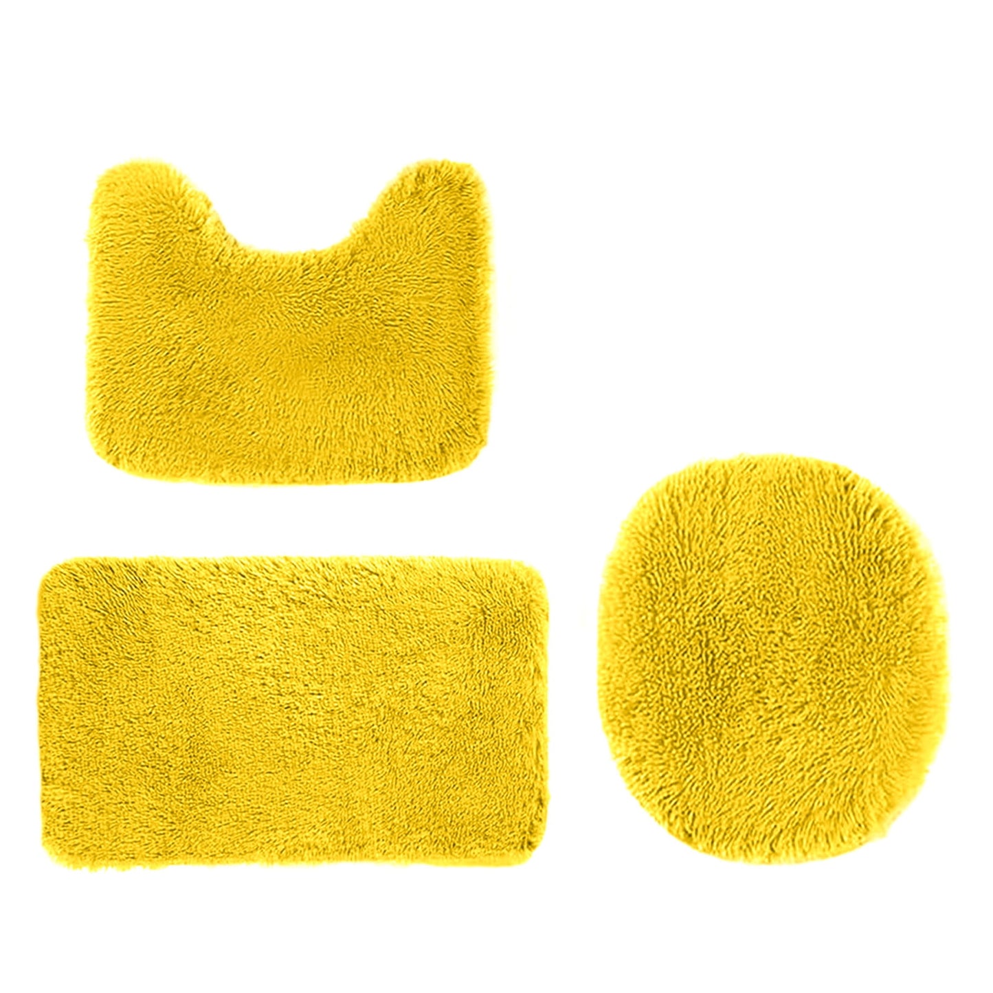 PALIFEUR Bathroom Rugs Sets, Non-Slip Bath Mat Set 3 Piece, Soft Comfortable Washable Bathroom Mat Set, Quicker Dry Bathroom Rug with Toilet Rug Yellow