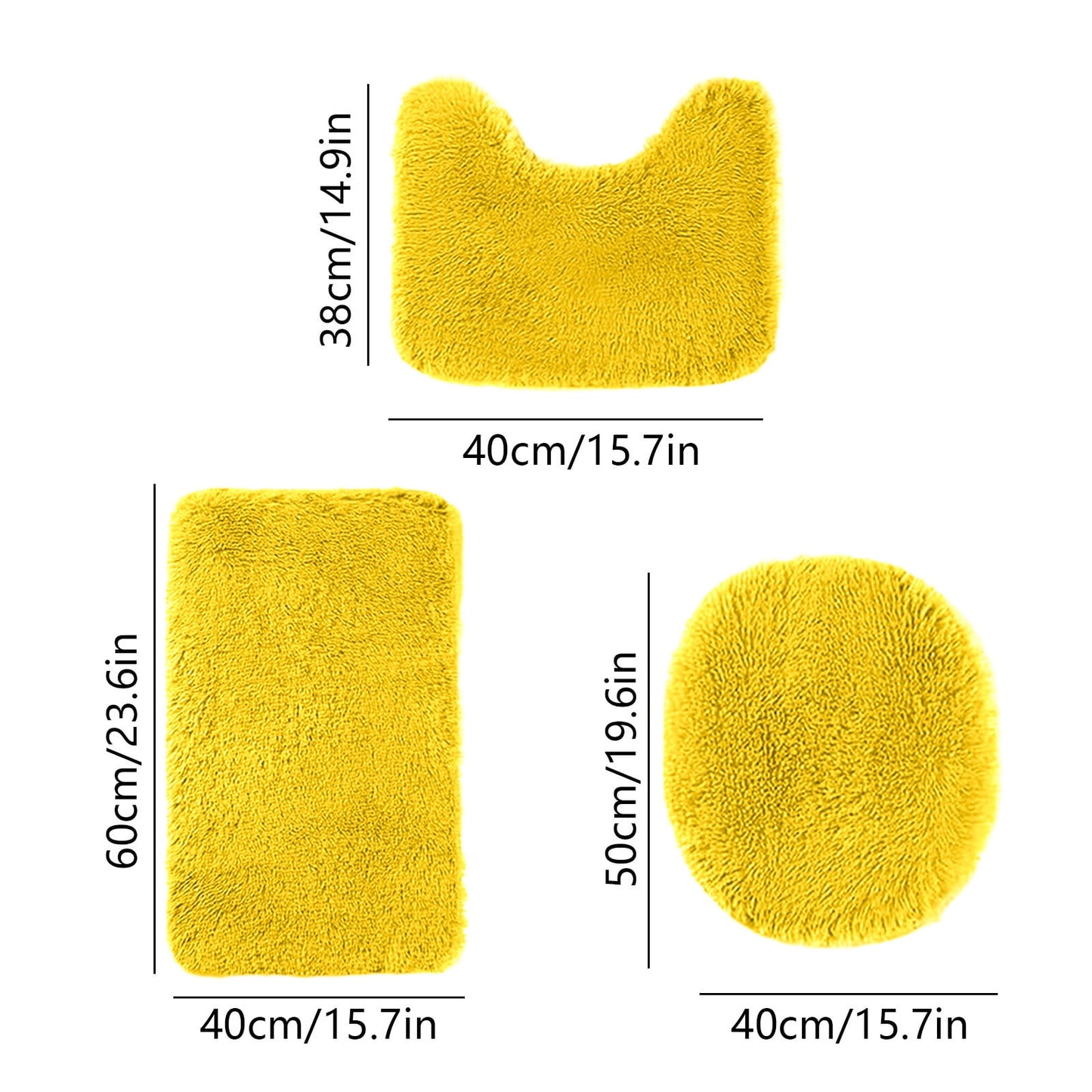 PALIFEUR Bathroom Rugs Sets, Non-Slip Bath Mat Set 3 Piece, Soft Comfortable Washable Bathroom Mat Set, Quicker Dry Bathroom Rug with Toilet Rug Yellow