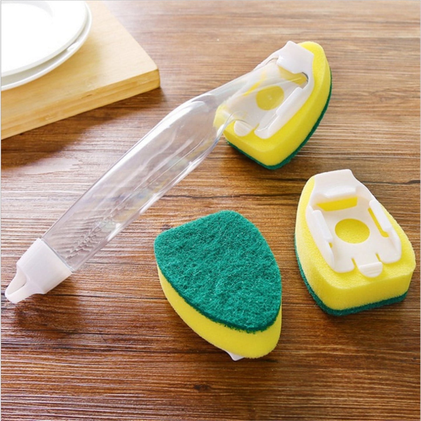 PALIFEUR Non-Scratch Dish wand, Scrubber for Cleaning Kitchen, Bathroom, Household, Dish Scrubber Safe for Non-Stick Cookware, DishWand, Sponge Wand, Dish Sponge with Handle white