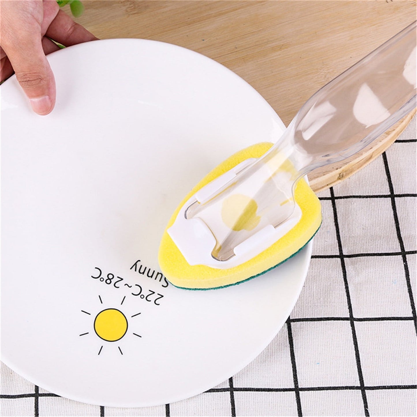 PALIFEUR Non-Scratch Dish wand, Scrubber for Cleaning Kitchen, Bathroom, Household, Dish Scrubber Safe for Non-Stick Cookware, DishWand, Sponge Wand, Dish Sponge with Handle white
