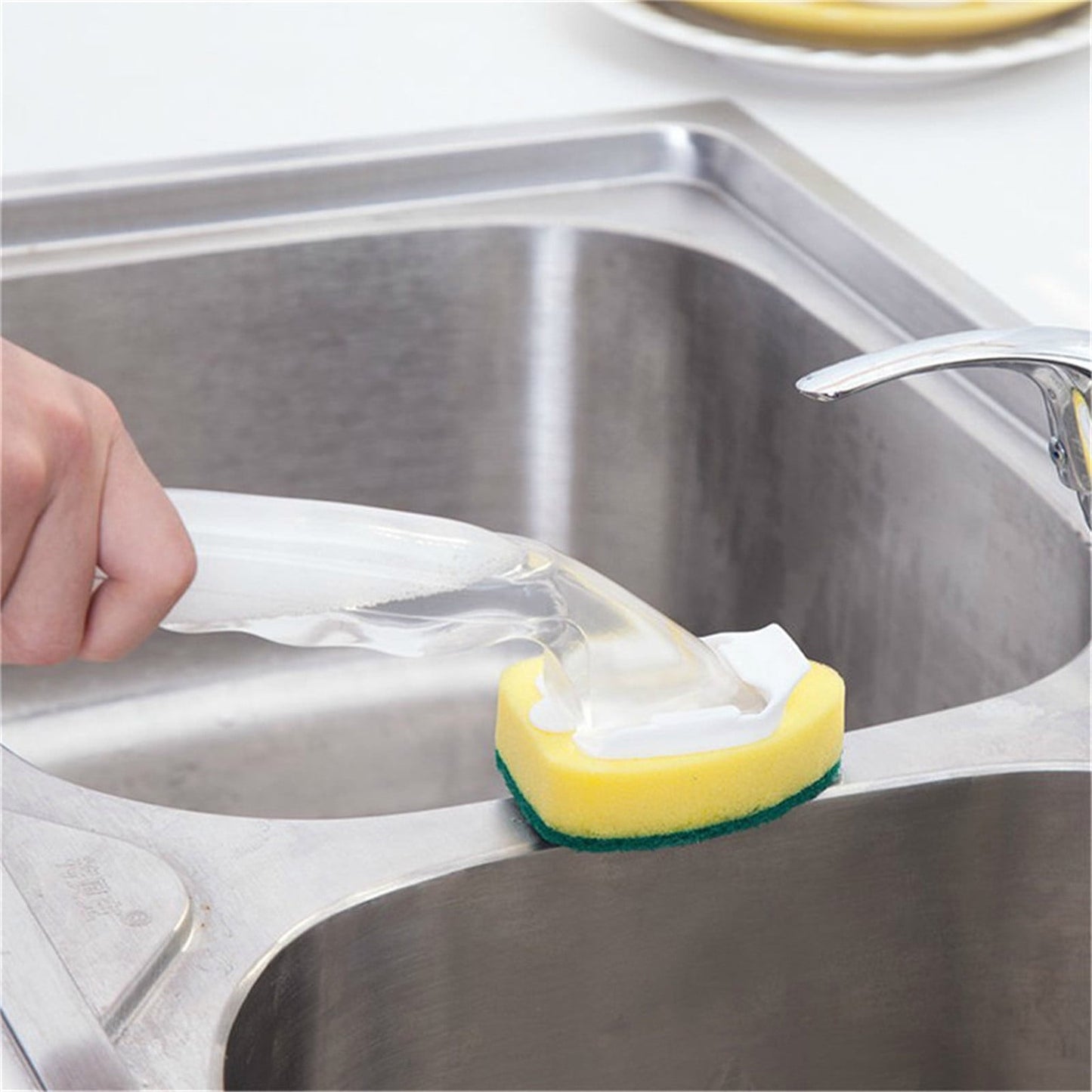 PALIFEUR Non-Scratch Dish wand, Scrubber for Cleaning Kitchen, Bathroom, Household, Dish Scrubber Safe for Non-Stick Cookware, DishWand, Sponge Wand, Dish Sponge with Handle white