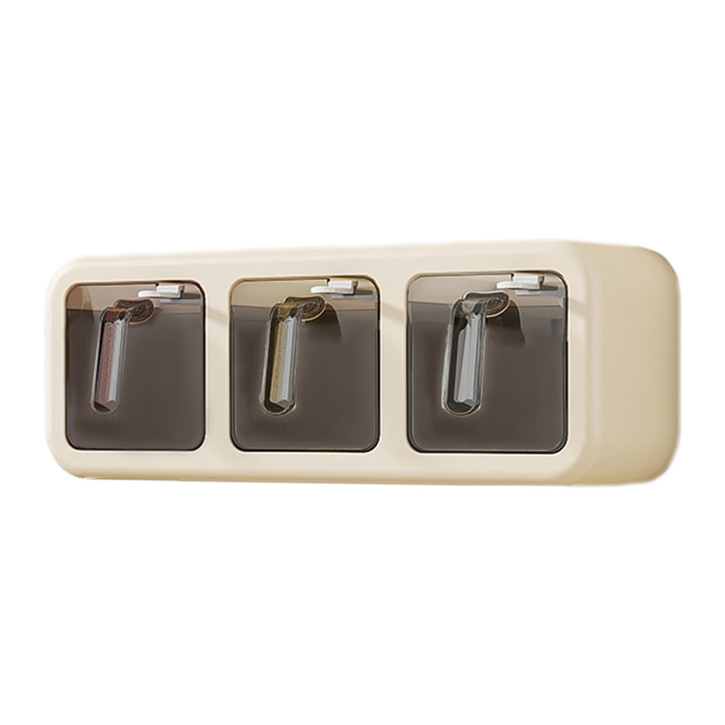 PALIFEUR Spice Jars Set, 3 Grids Spice Rack Seasoning Containers Set, Condiment Jars with Spice Drawer Organizer for Kitchen Khaki