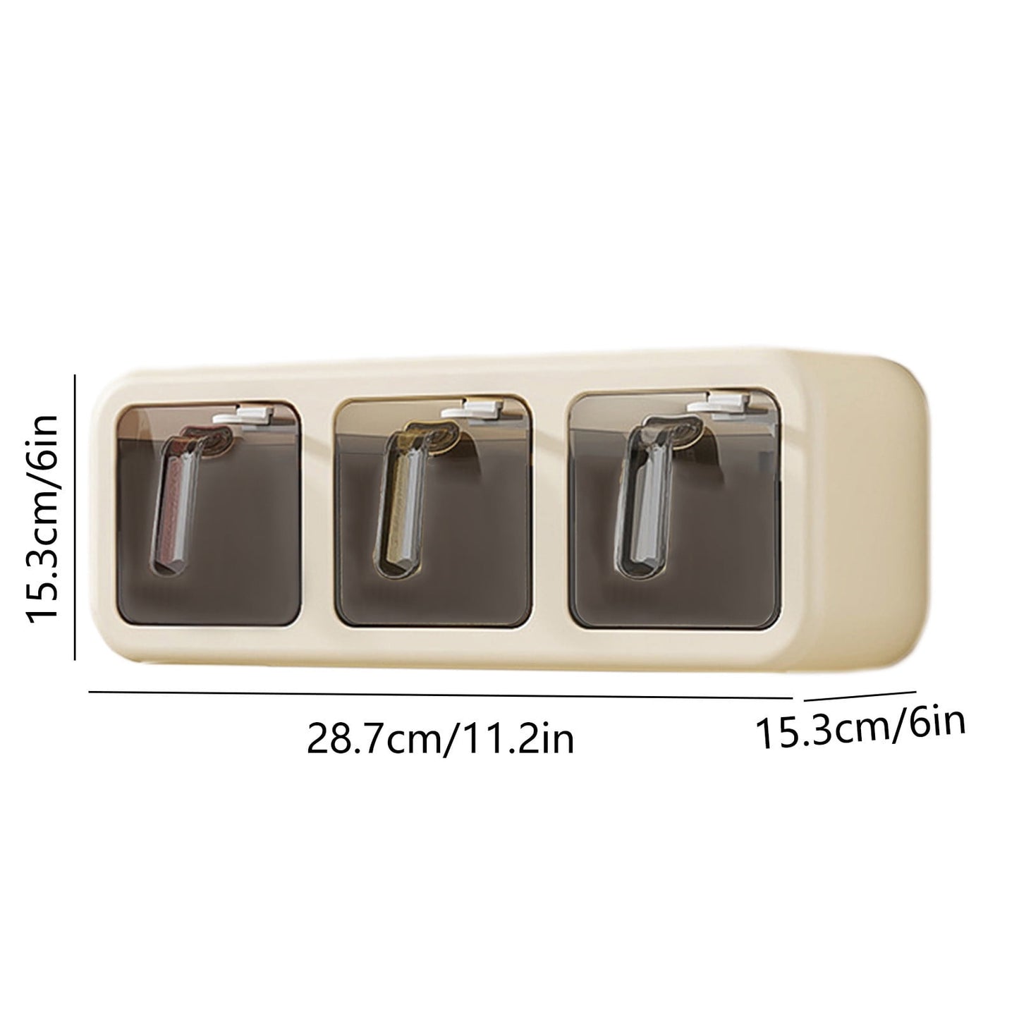 PALIFEUR Spice Jars Set, 3 Grids Spice Rack Seasoning Containers Set, Condiment Jars with Spice Drawer Organizer for Kitchen Khaki